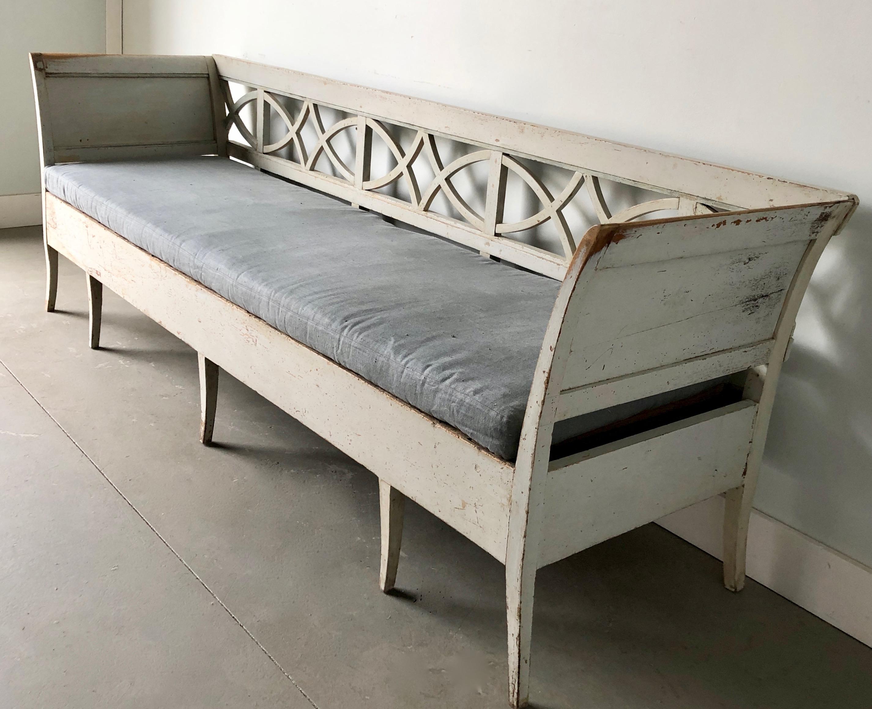 Hand-Crafted Swedish 19th Century Gustavian Style Long Sofa Settee