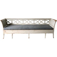 Antique Swedish 19th Century Gustavian Style Long Sofa Settee