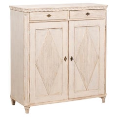 Swedish 19th Century Gustavian Style Painted and Carved Sideboard Diamond Motifs
