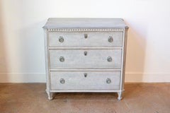 Swedish 19th Century Gustavian Style Painted and Carved Three-Drawer Chest