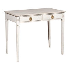 Swedish 19th Century Gustavian Style Painted Writing Desk with Two Drawers