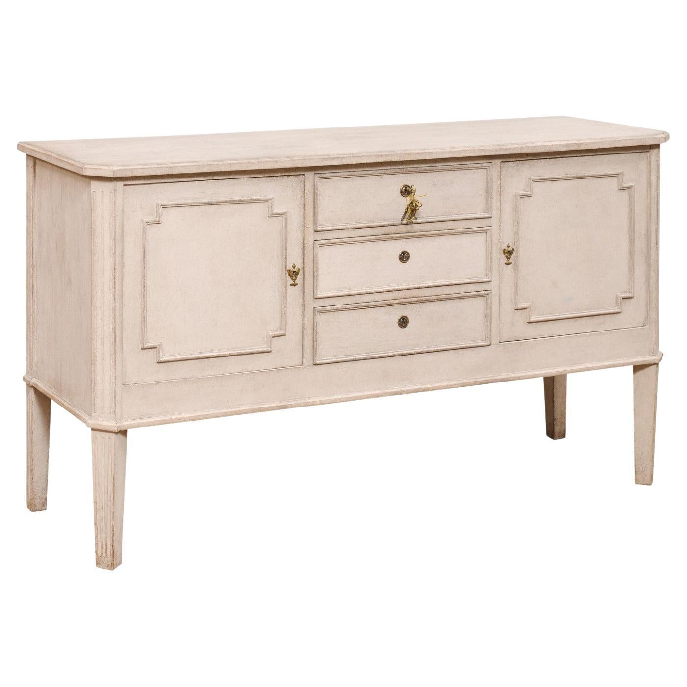 Swedish 19th Century Gustavian Style Sideboard with Three Drawers and Two Doors