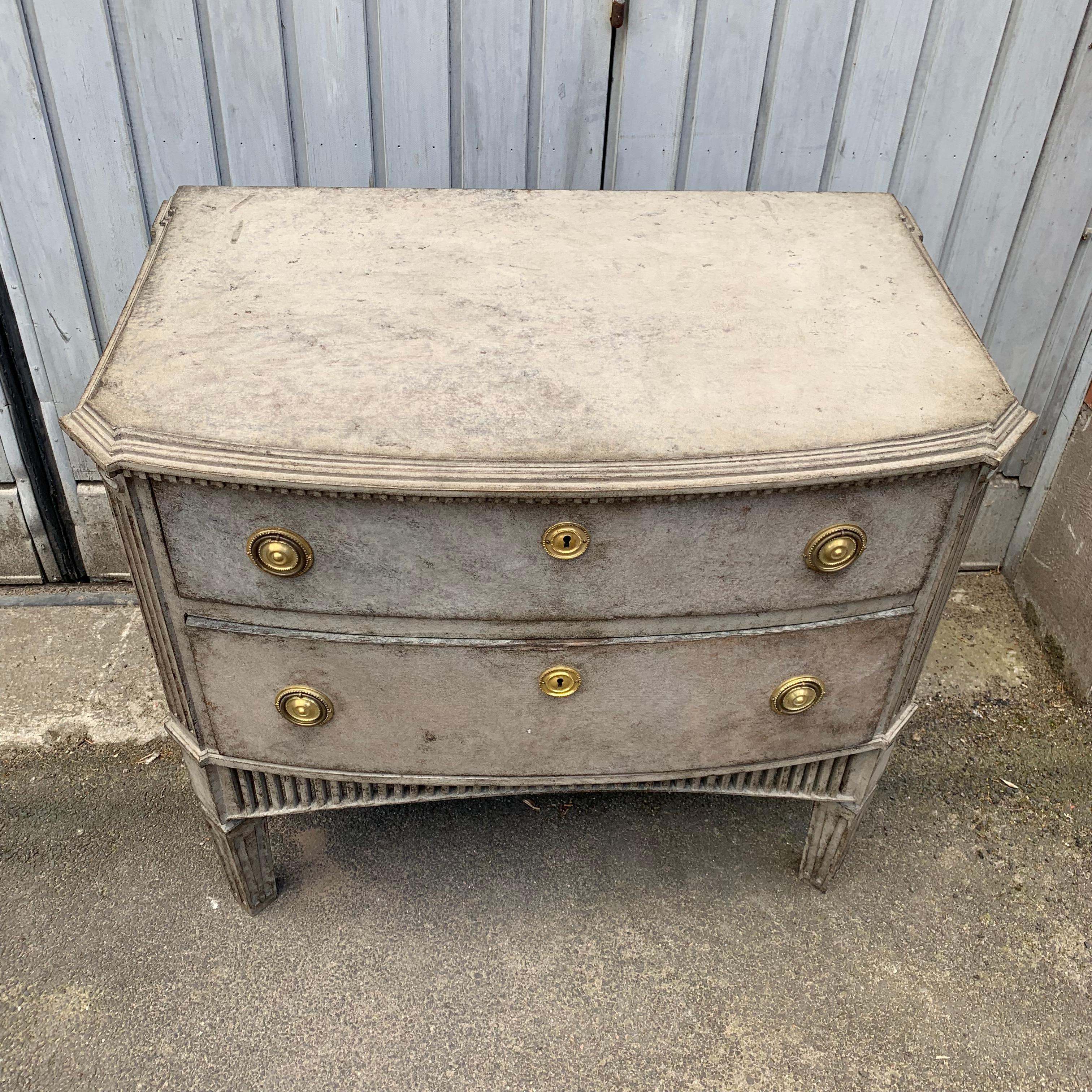 Swedish 19th Century Gustavian Style Two-Drawer Dresser with Brass Hardware For Sale 5