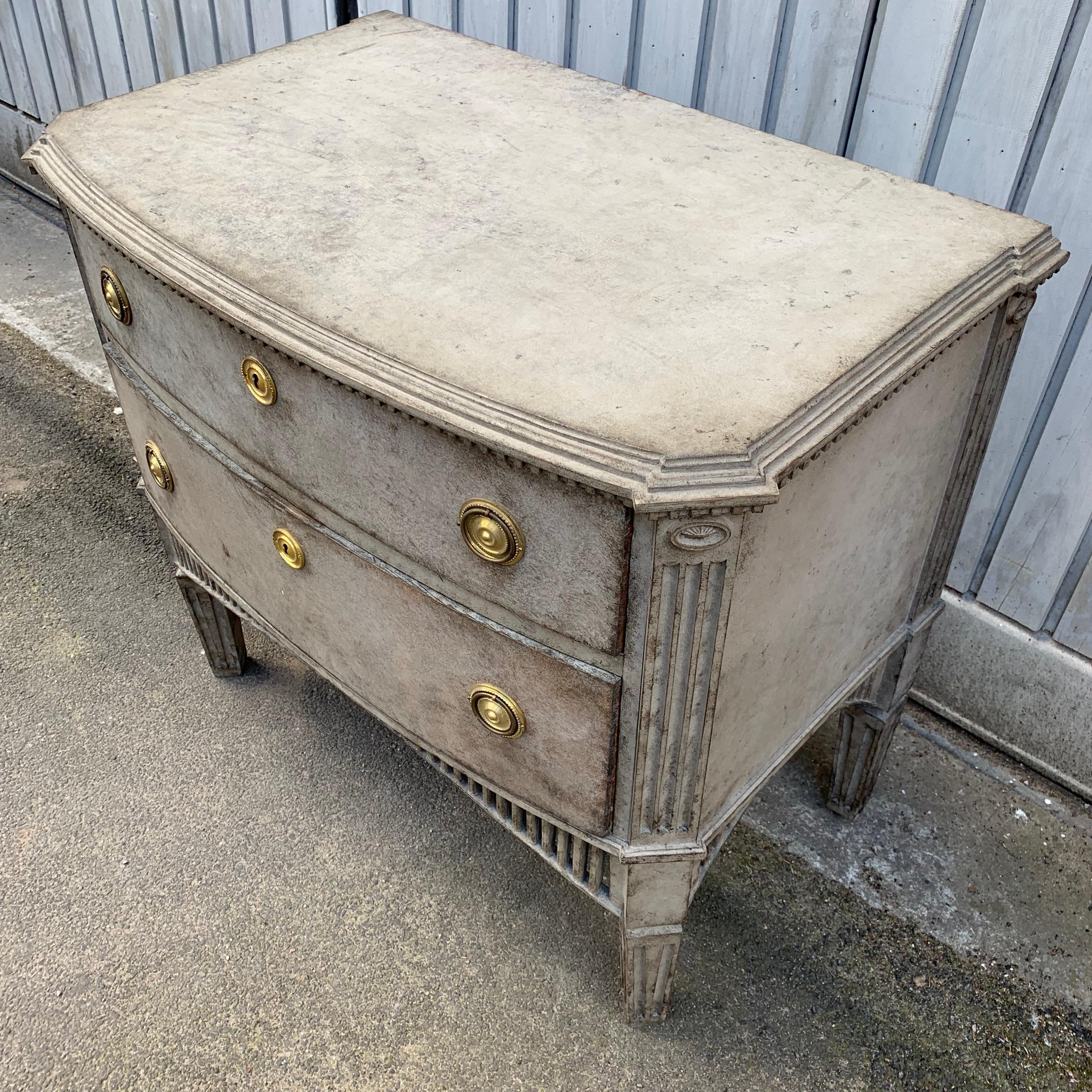 Swedish 19th Century Gustavian Style Two-Drawer Dresser with Brass Hardware For Sale 7