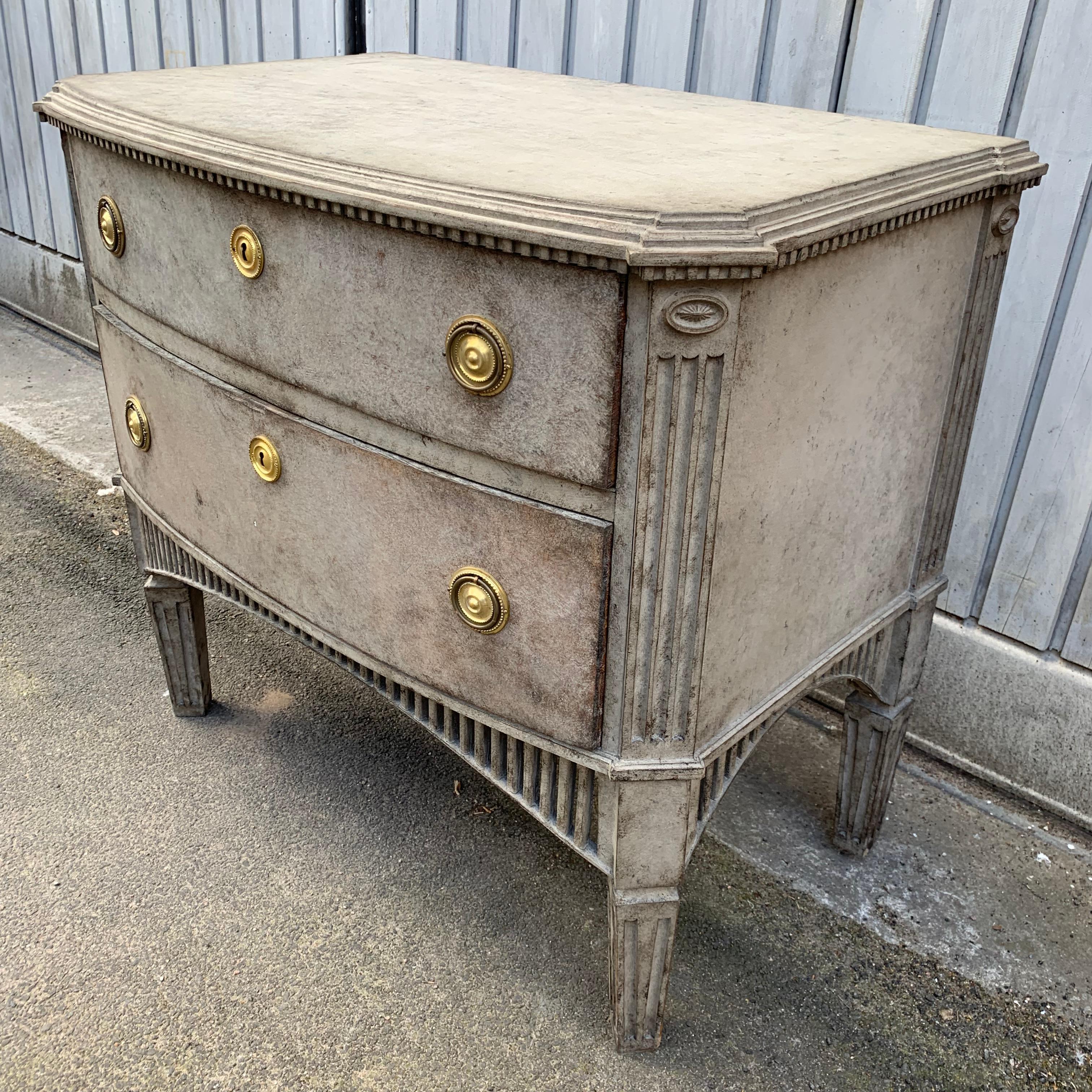 Swedish 19th Century Gustavian Style Two-Drawer Dresser with Brass Hardware For Sale 8