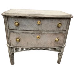 Swedish 19th Century Gustavian Style Two-Drawer Dresser with Brass Hardware