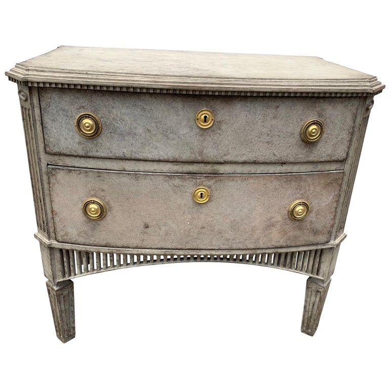 Swedish 19th Century Gustavian Style Two Drawer Dresser With Brass