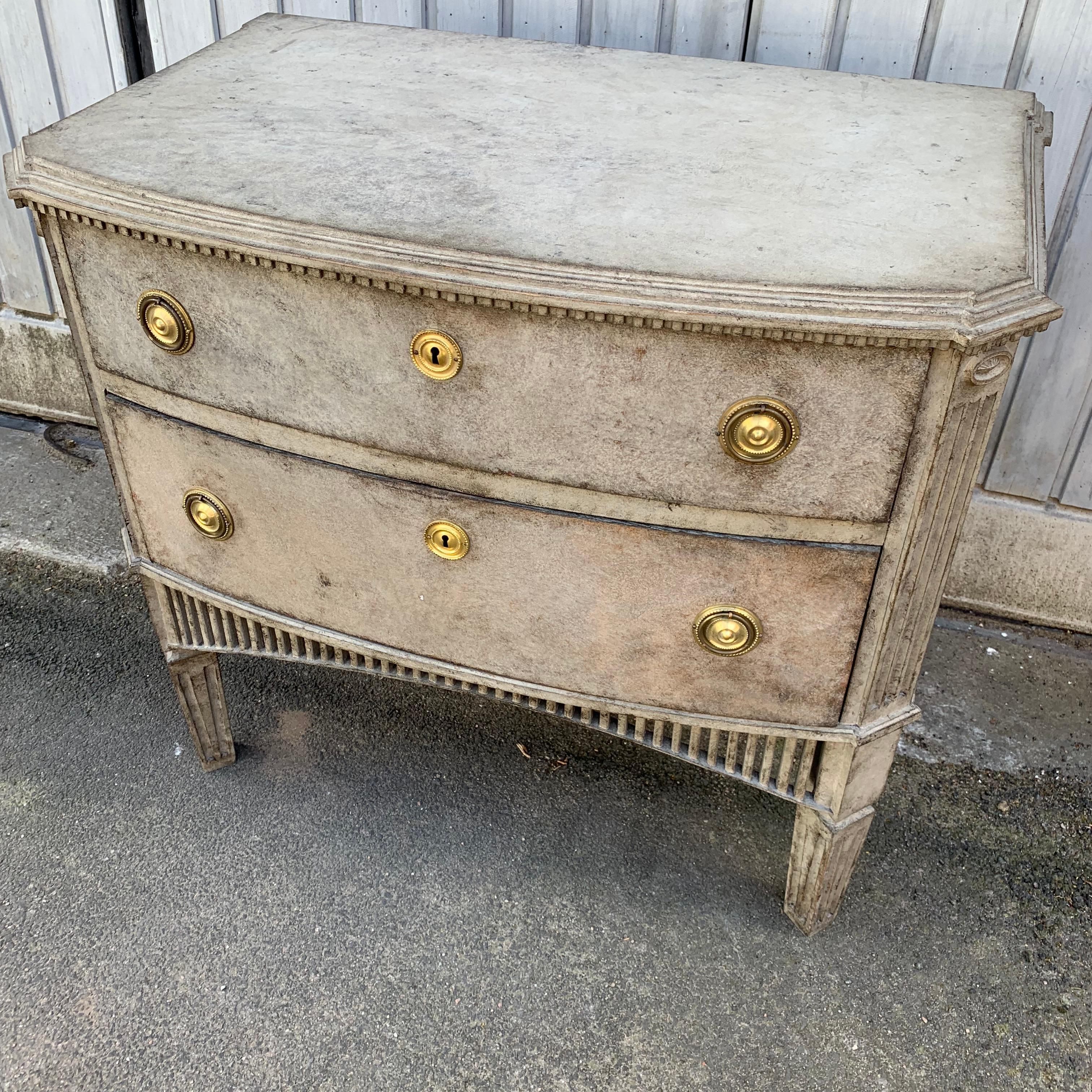 Swedish 19th Century Gustavian Style Two-Drawer Dresser with Brass Hardware For Sale 13