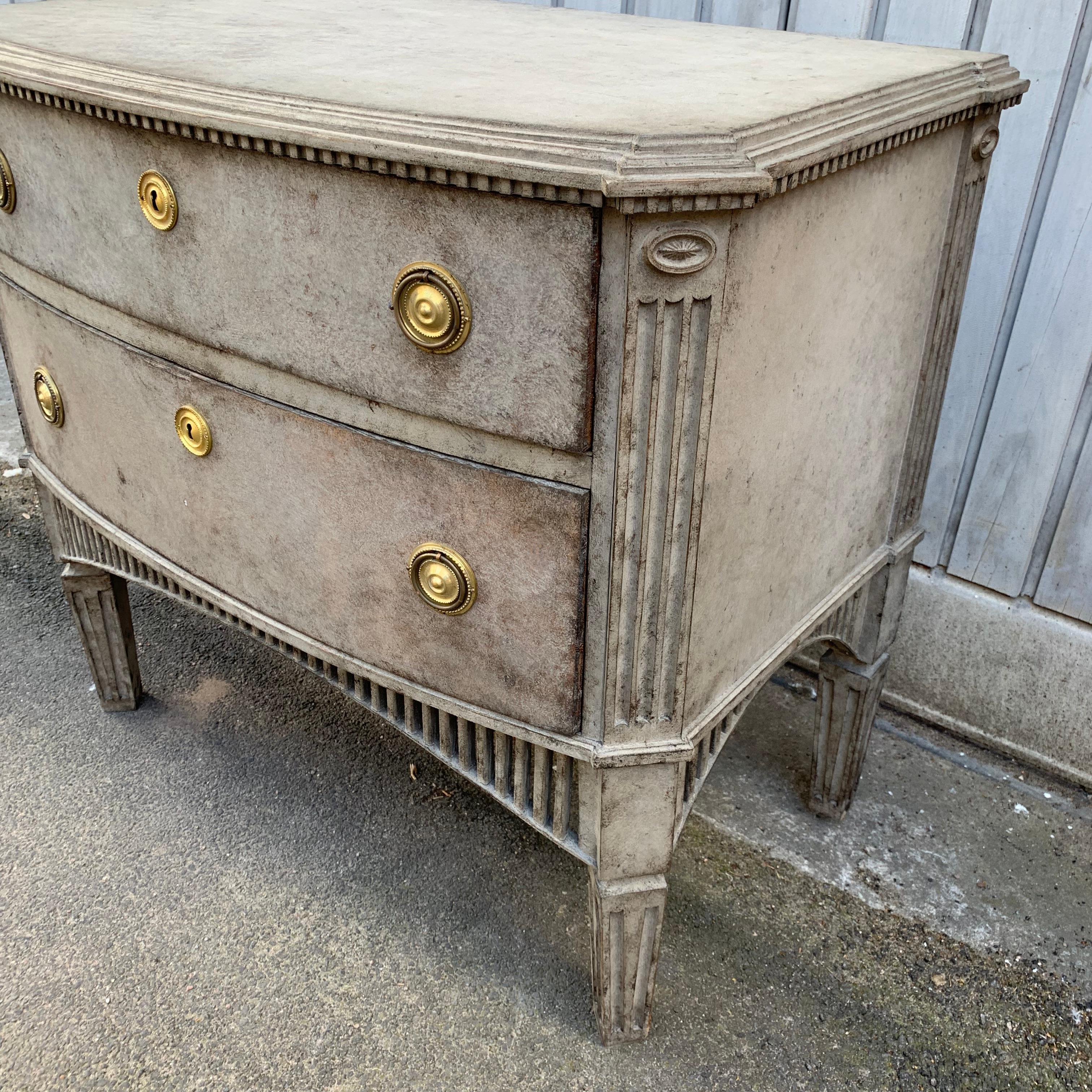 Swedish 19th Century Gustavian Style Two-Drawer Dresser with Brass Hardware In Good Condition For Sale In Haddonfield, NJ