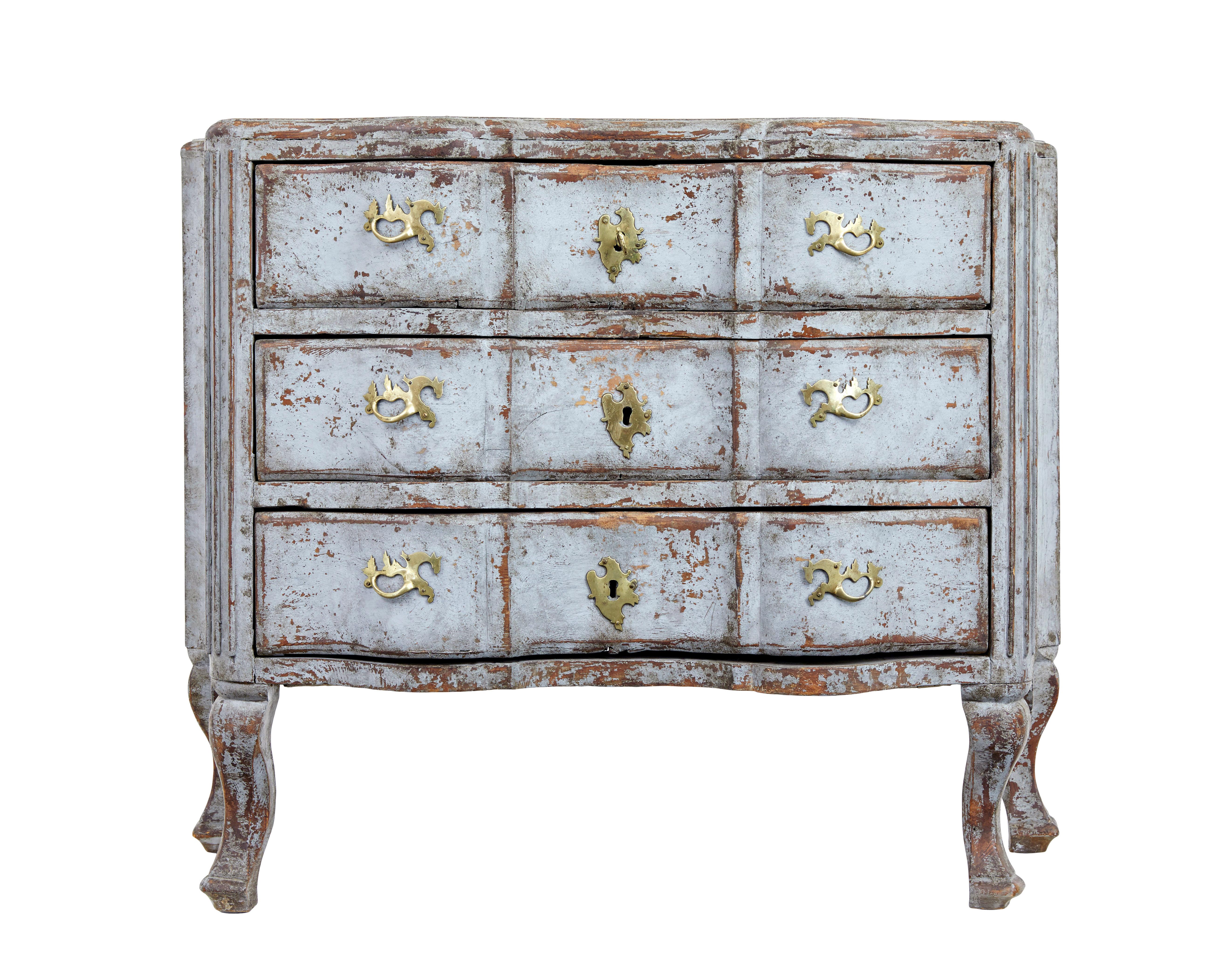 Oak Swedish 19th century hand painted Gustavian chest of drawers For Sale