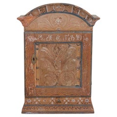 Swedish 19th Century Hand-Painted Pine Wall Cabinet