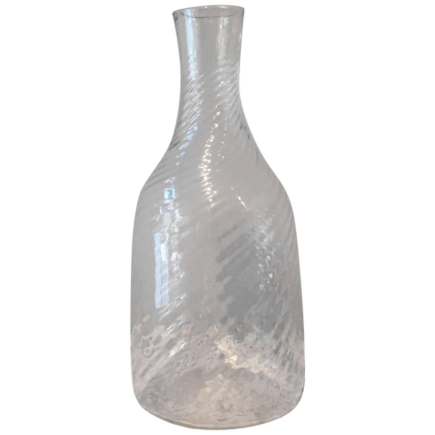 Swedish 19th Century Handblown Turned Glass Carafe, Origin, Sweden