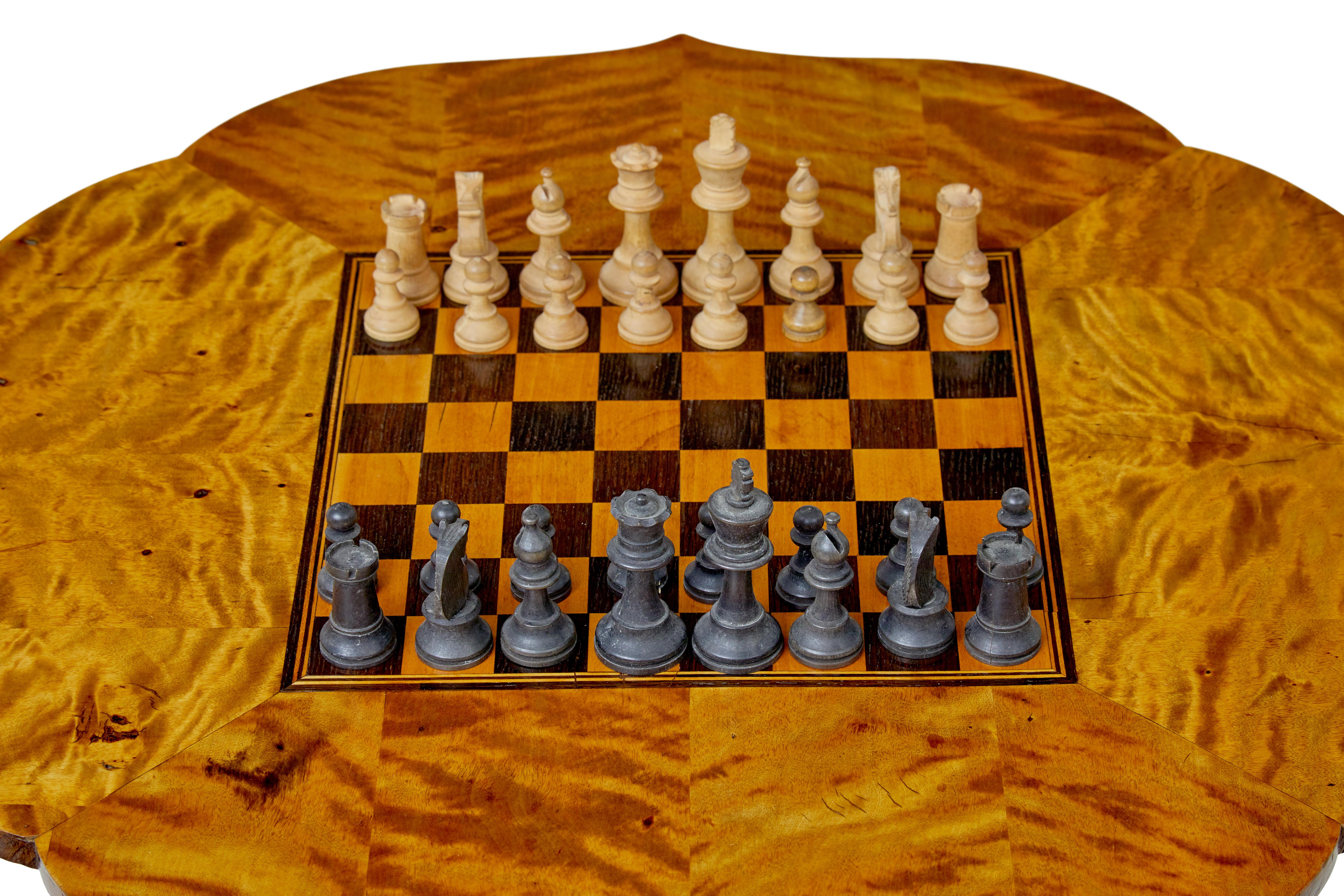 Empire Swedish 19th century inlaid birch games table For Sale