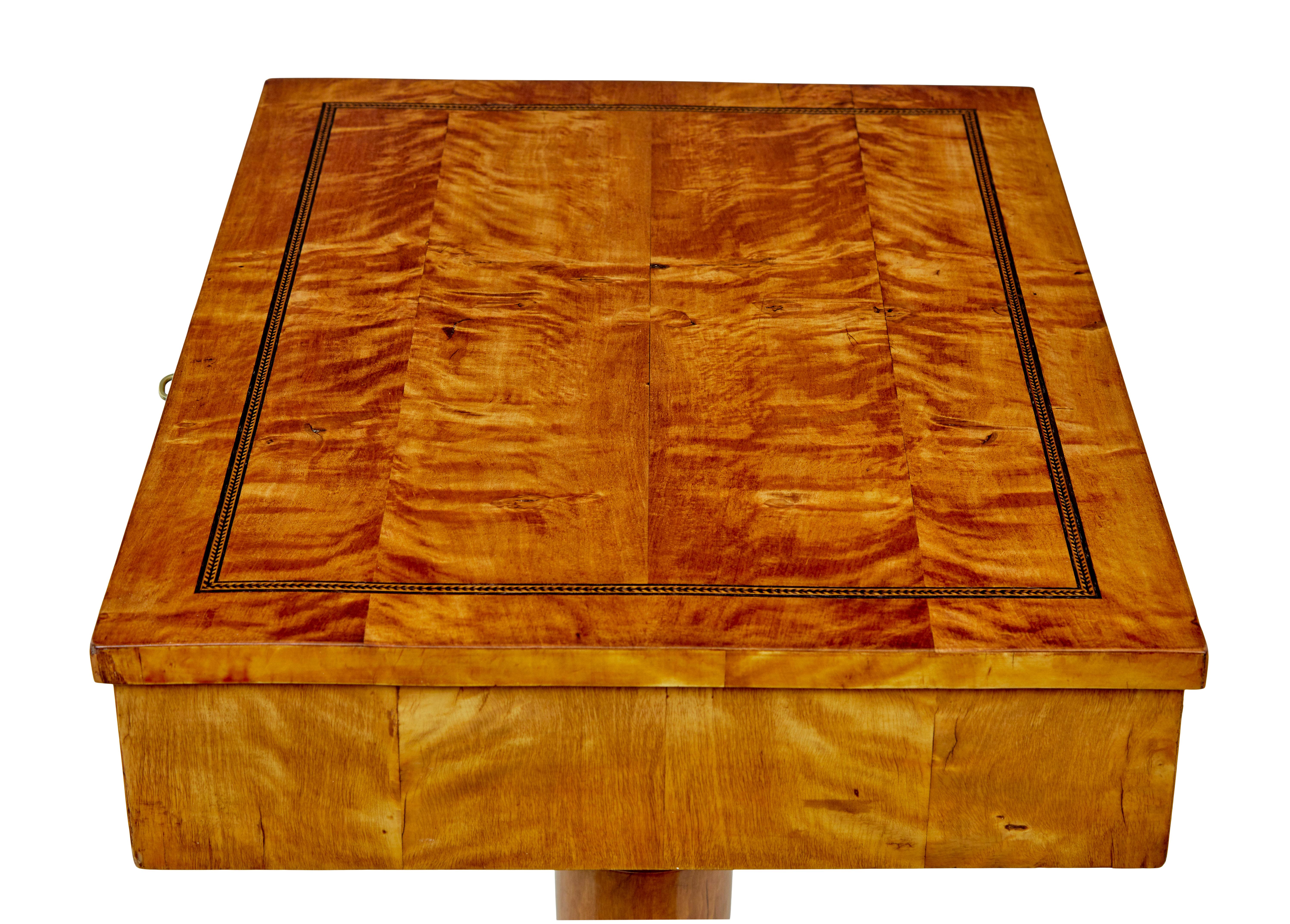 Birch Swedish 19th century inlaid empire revival birch side table For Sale
