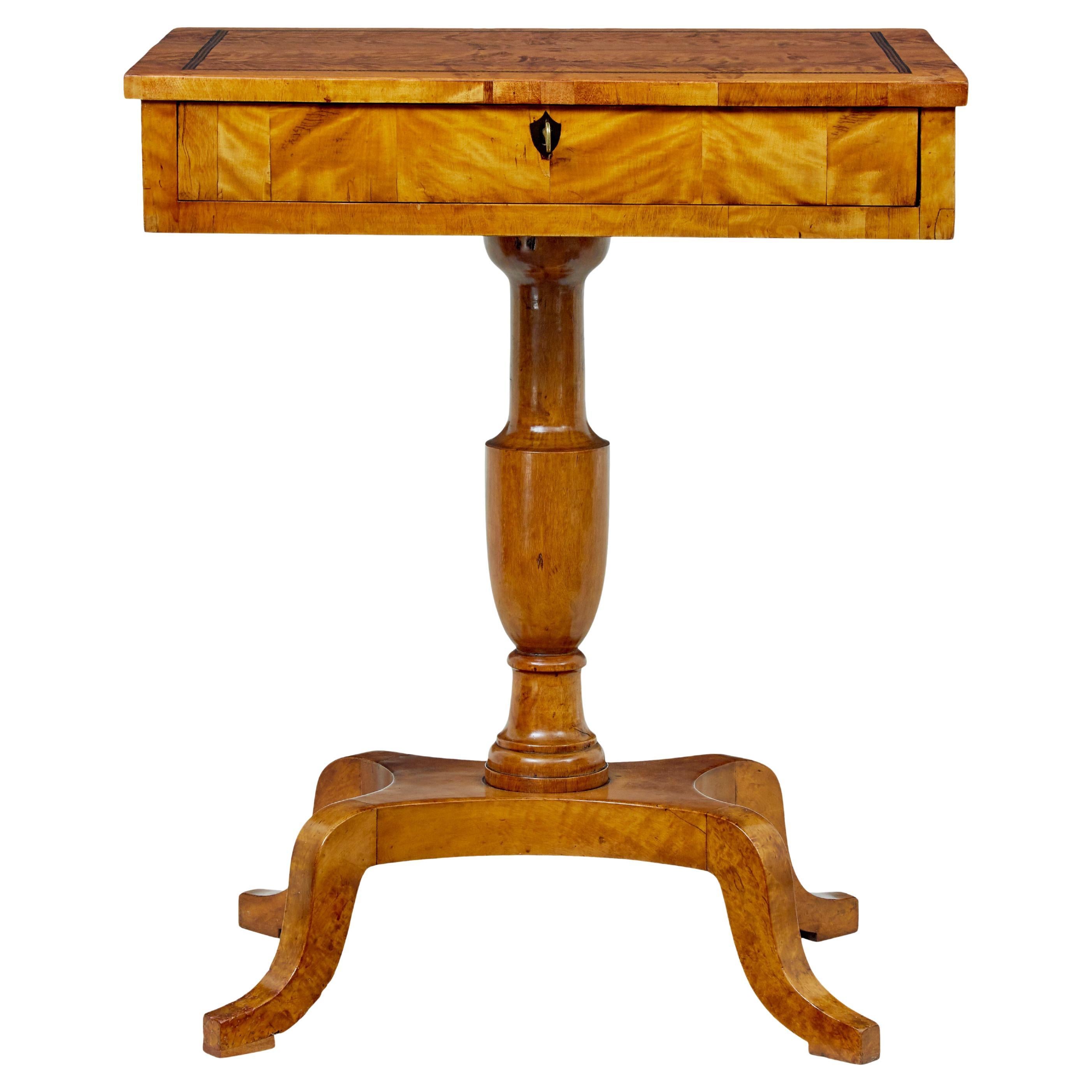 Swedish 19th century inlaid empire revival birch side table