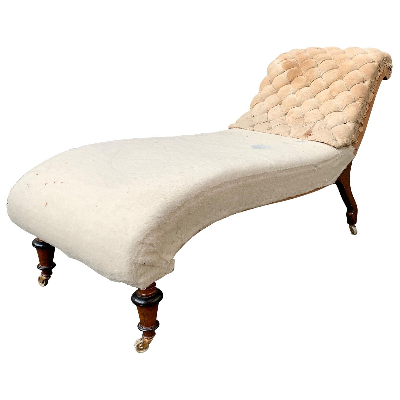 Carved Swedish 19th Century Napoleon III Un-Upholstered Daybed