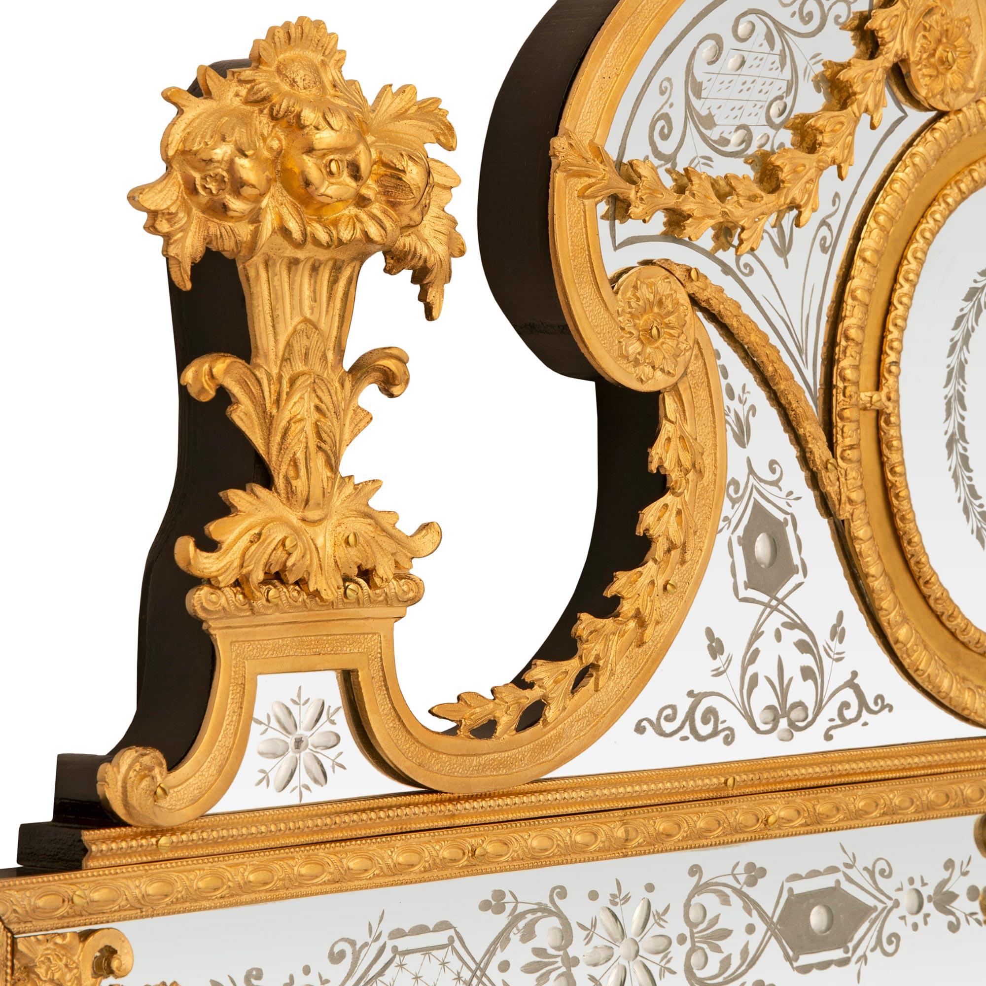 Swedish 19th Century Neo-Classical St. Etched Giltwood And Ormolu Mirror For Sale 1
