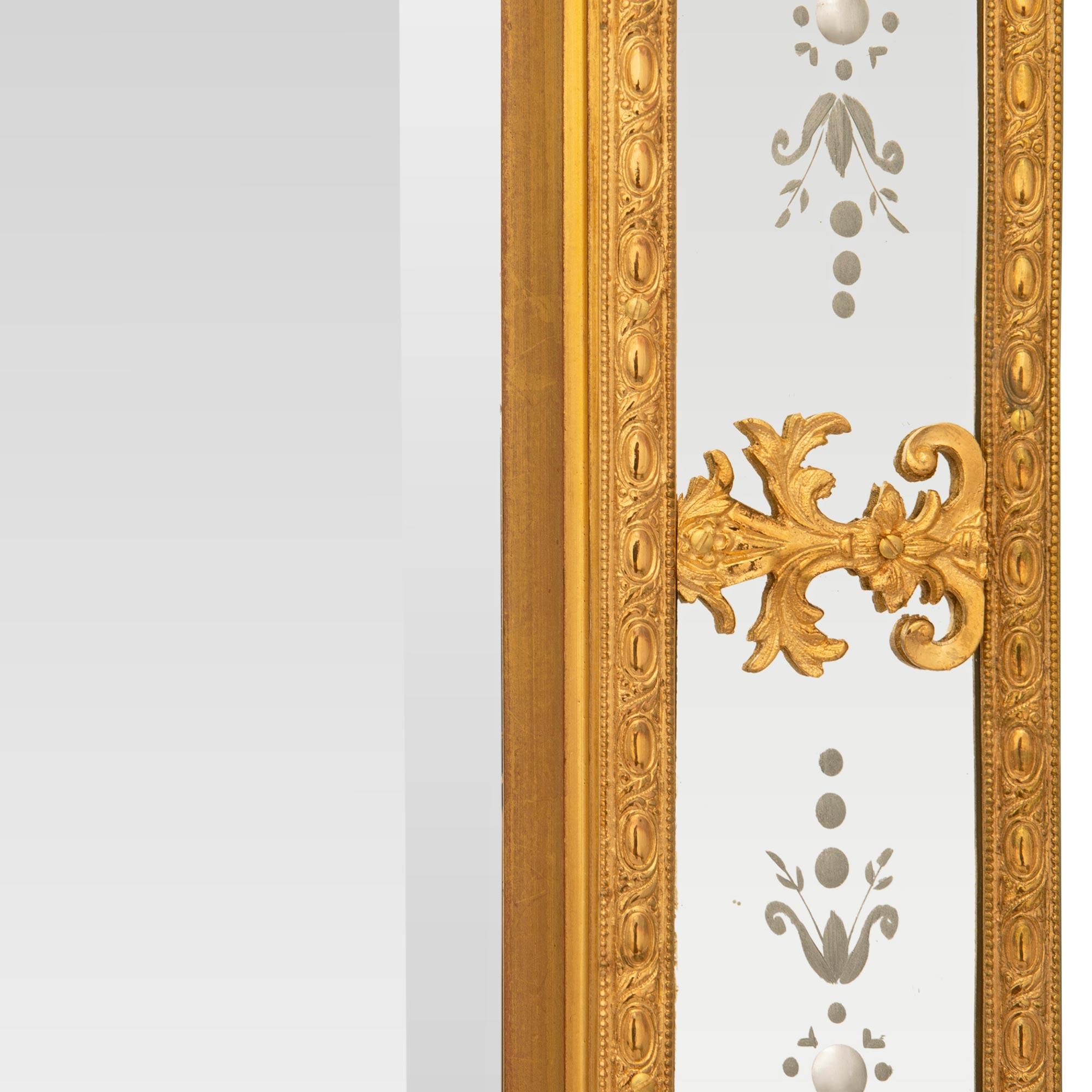 Swedish 19th Century Neo-Classical St. Etched Giltwood And Ormolu Mirror For Sale 2