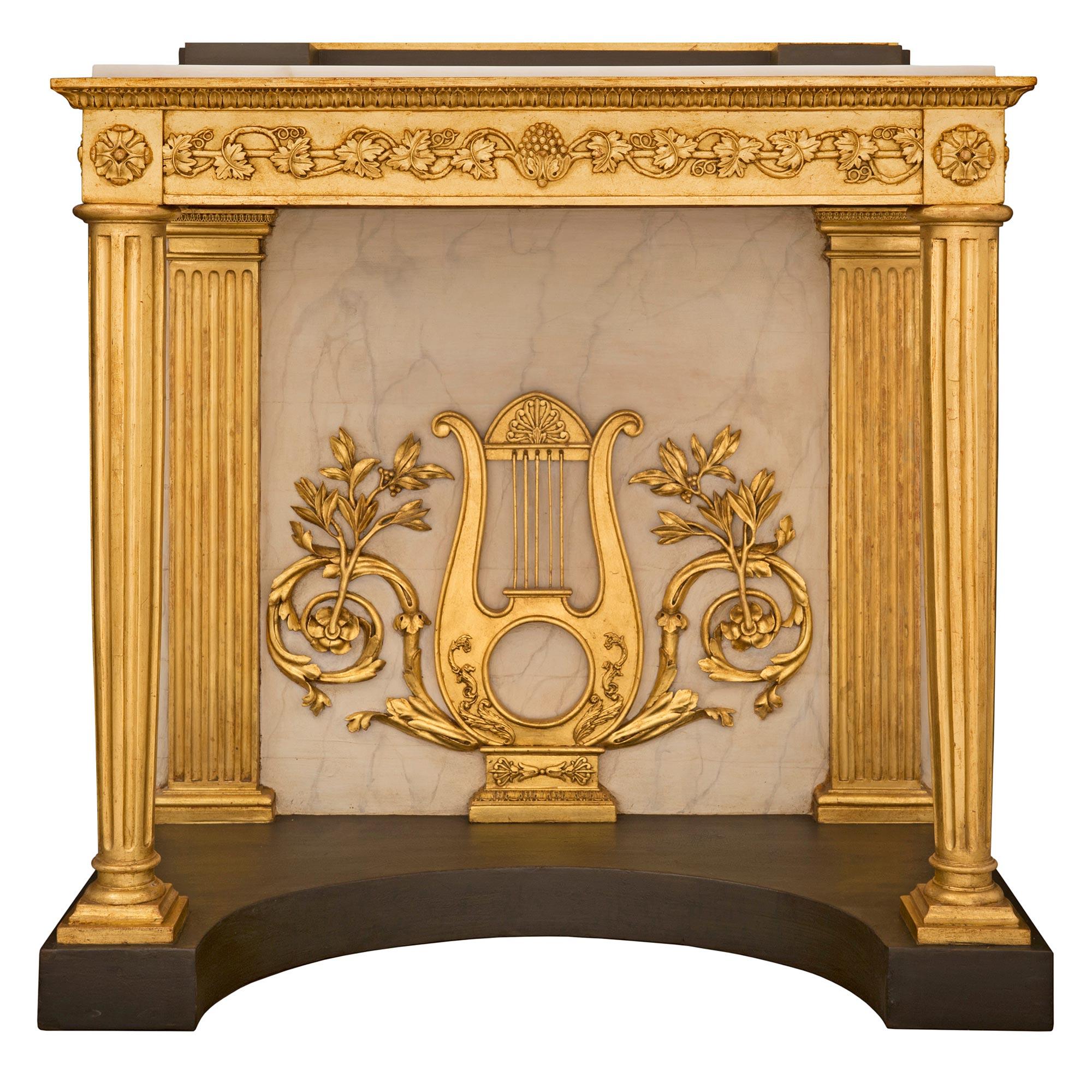 Swedish 19th Century Neo-Classical St. Giltwood and Carrara Marble Console For Sale 2