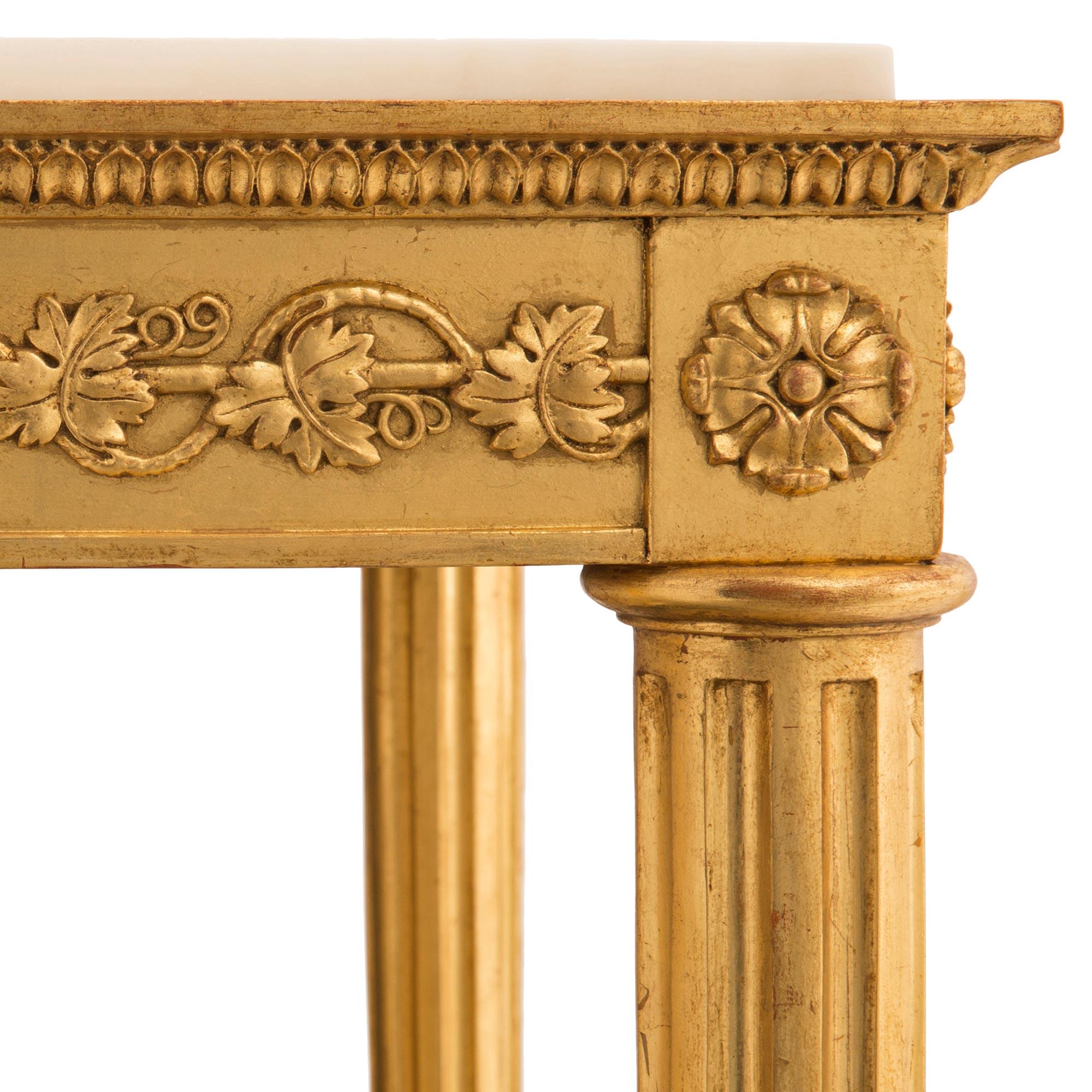 Swedish 19th Century Neo-Classical St. Giltwood and Carrara Marble Console For Sale 3