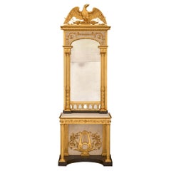 Swedish 19th Century Neo-Classical St. Giltwood and Carrara Marble Console