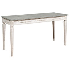 Swedish 19th Century Neoclassical Style Console Table with Faux Marble Top