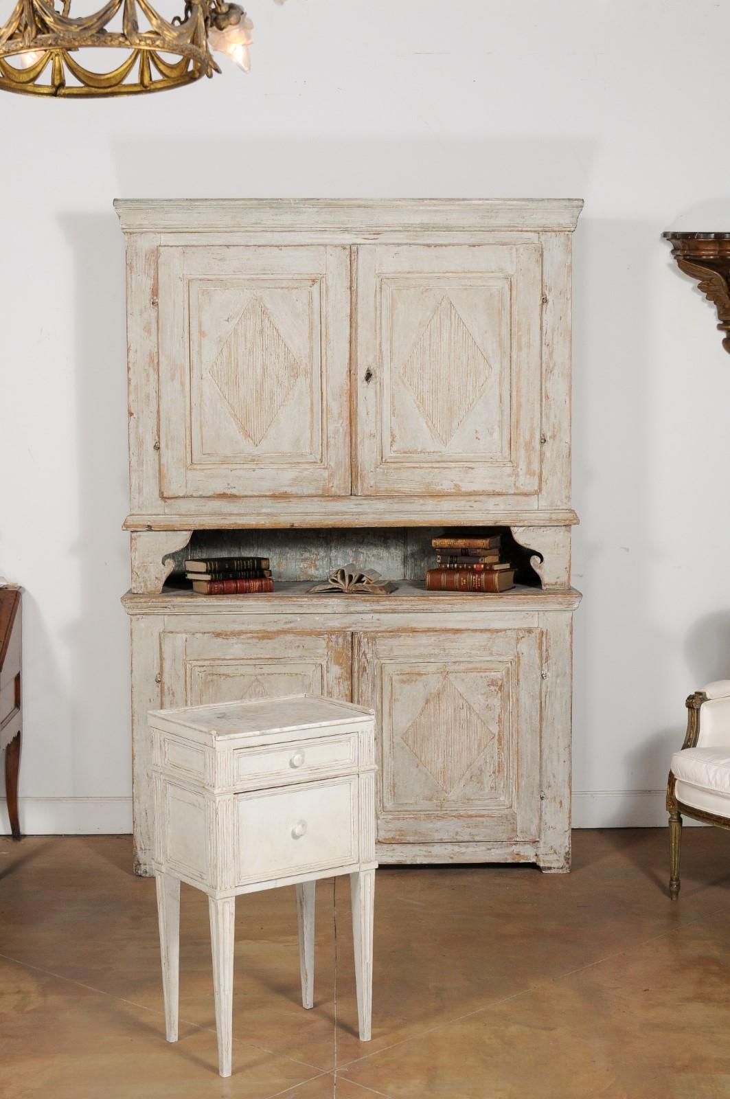 Swedish 19th Century Neoclassical Style Painted Nightstand Table with Marble Top 8