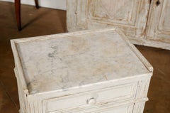 Swedish 19th Century Neoclassical Style Painted Nightstand Table with Marble Top