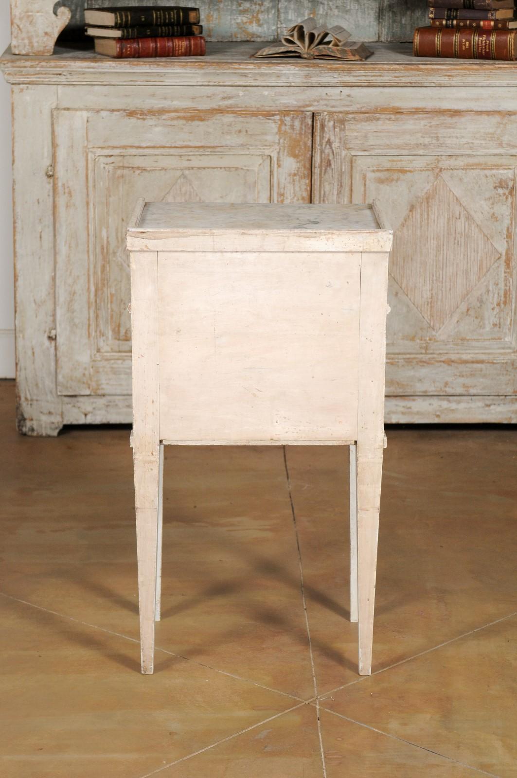 Swedish 19th Century Neoclassical Style Painted Nightstand Table with Marble Top 1