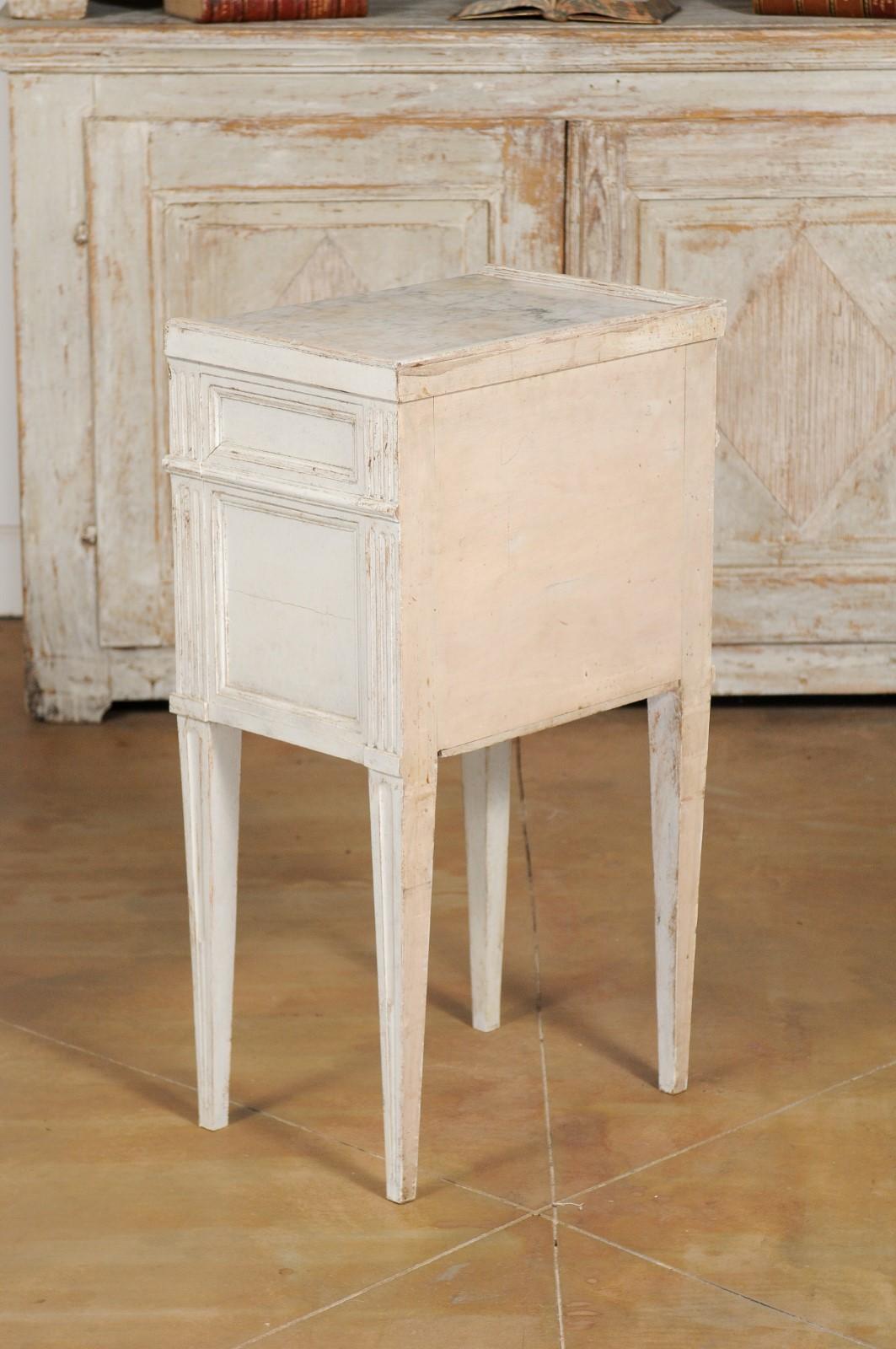 Swedish 19th Century Neoclassical Style Painted Nightstand Table with Marble Top 2