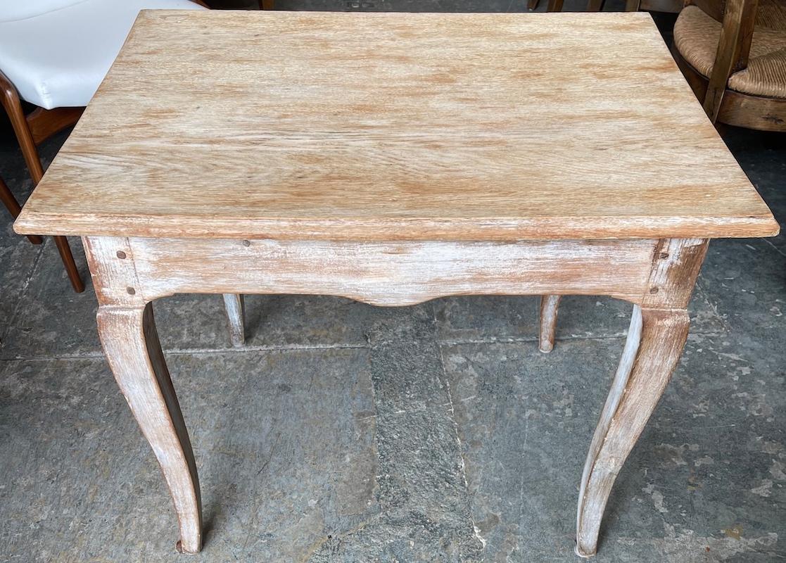 This is a very rustic small occasional table that was most likely used in the kitchen back in the 19th Century. It's condition is consistent with it's age and use.