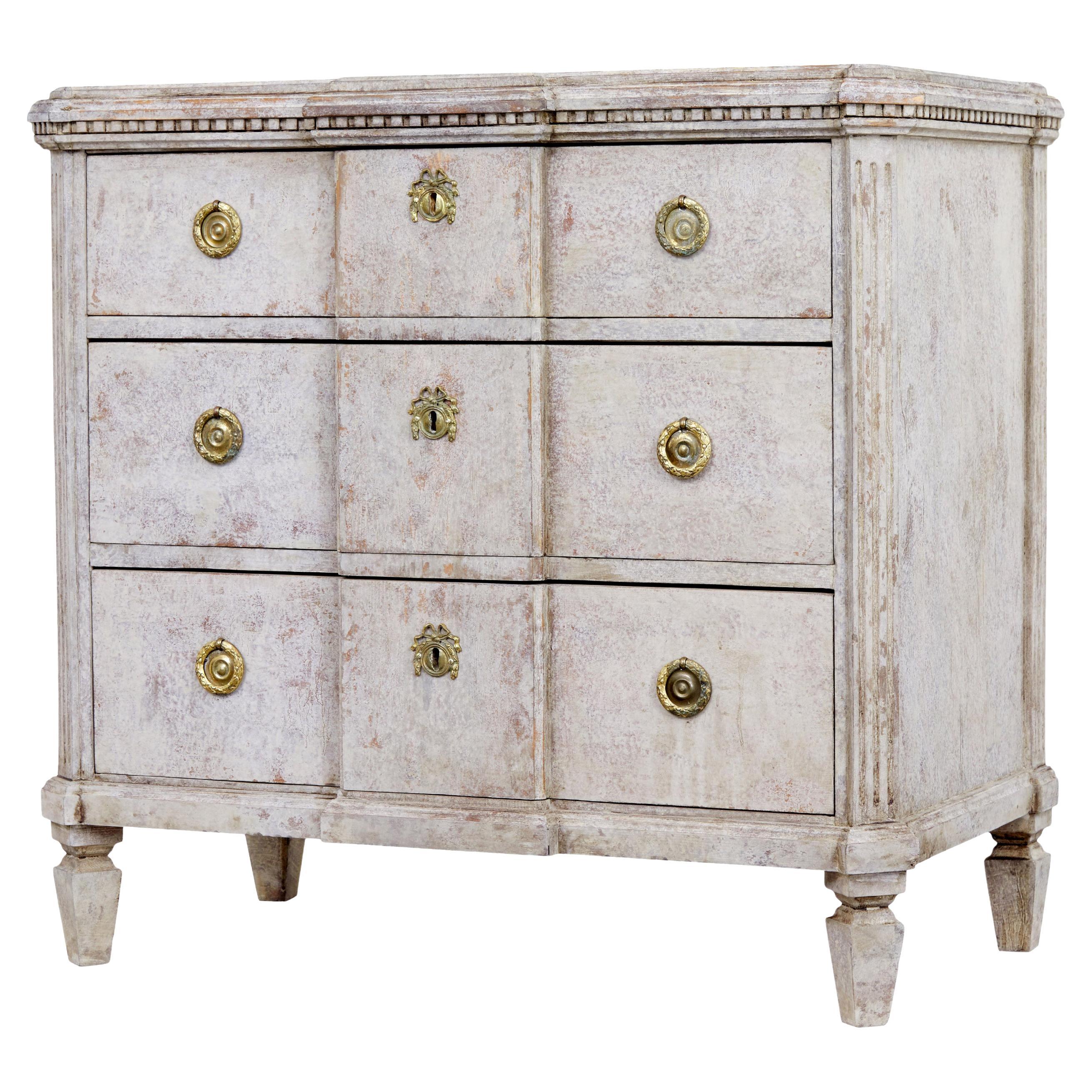 Swedish 19th century painted breakfront chest of drawers