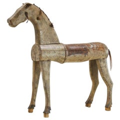 Swedish 19th Century Painted Carved Wooden Horse For Sale at 1stDibs