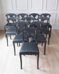 Swedish 19th Century Painted Dining Chairs, Set of Ten