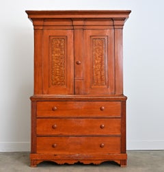 Swedish 19th Century Painted Linen Press