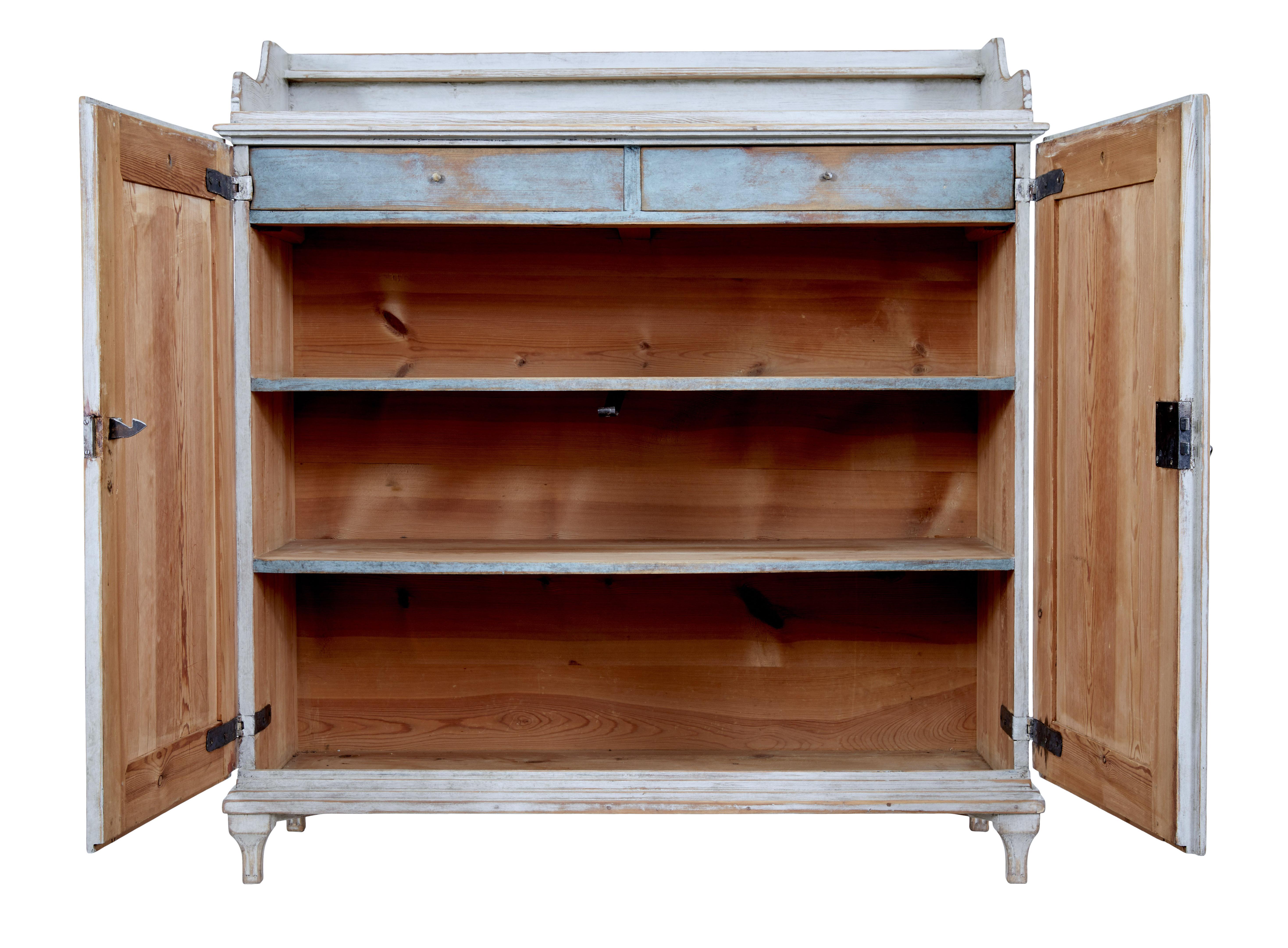 Rustic Swedish 19th Century Painted Pine Cupboard For Sale