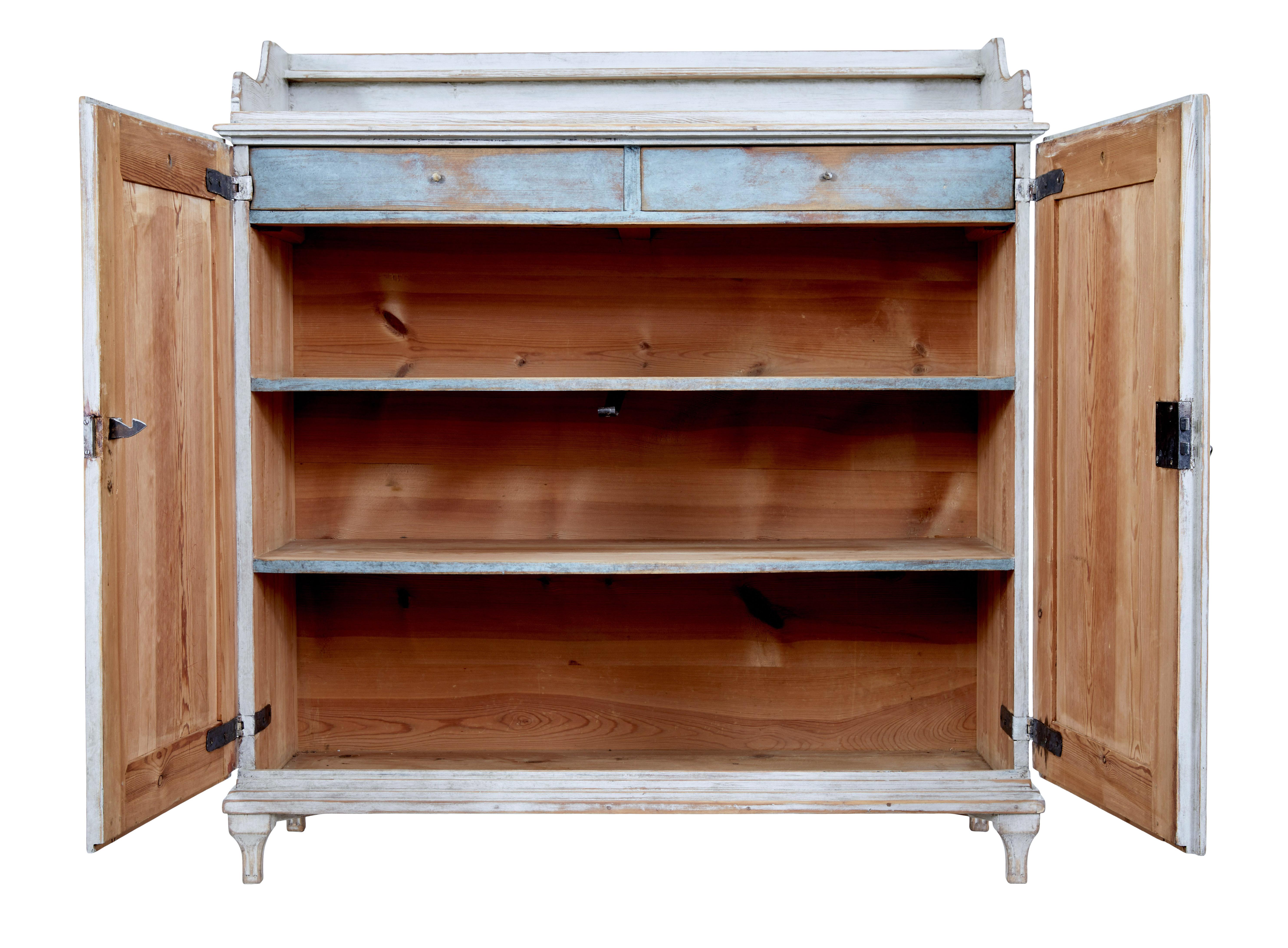 Rustic Swedish 19th century painted pine cupboard For Sale