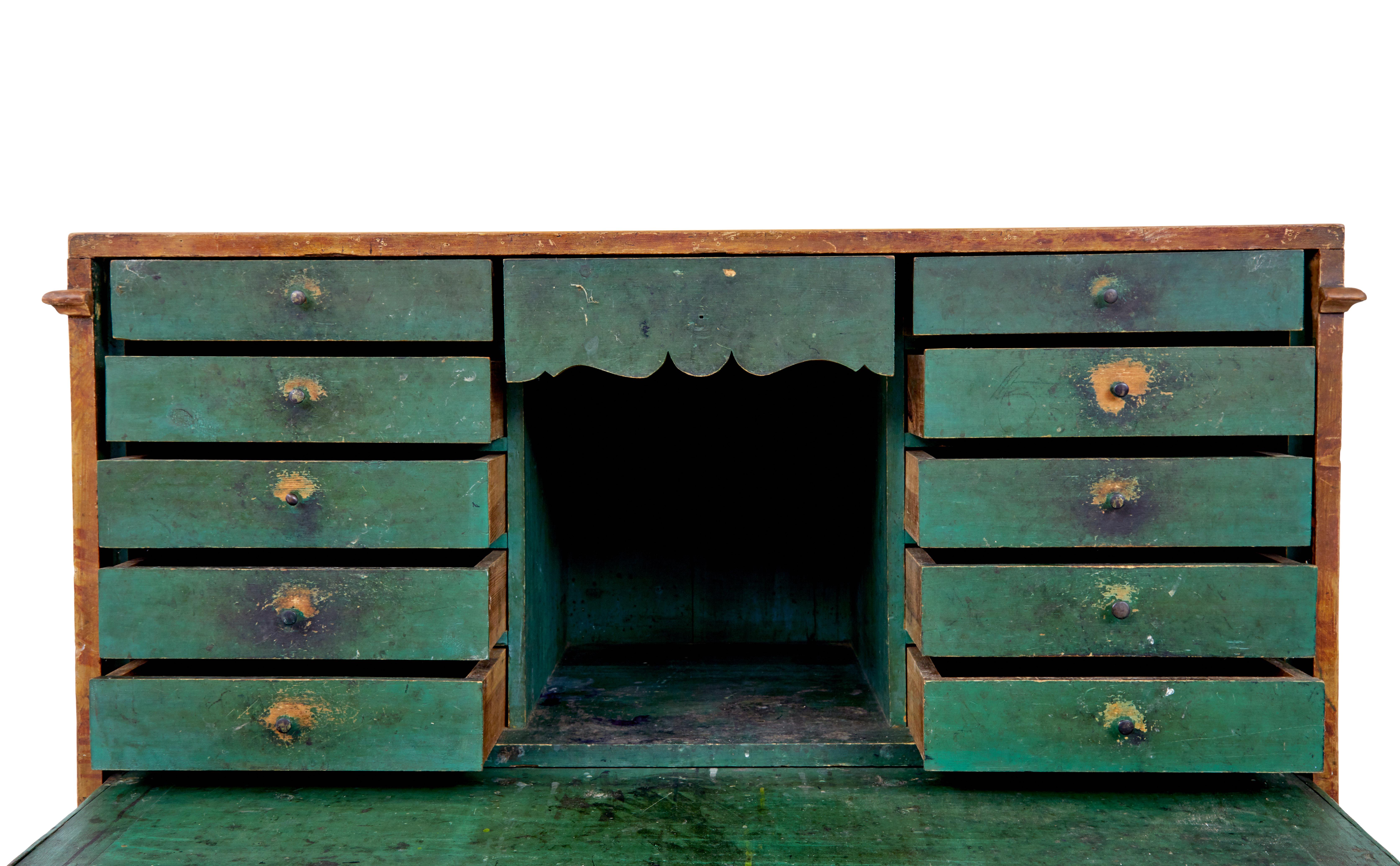 Swedish 19th Century Painted Pine Escritoire Writing Desk For Sale 4