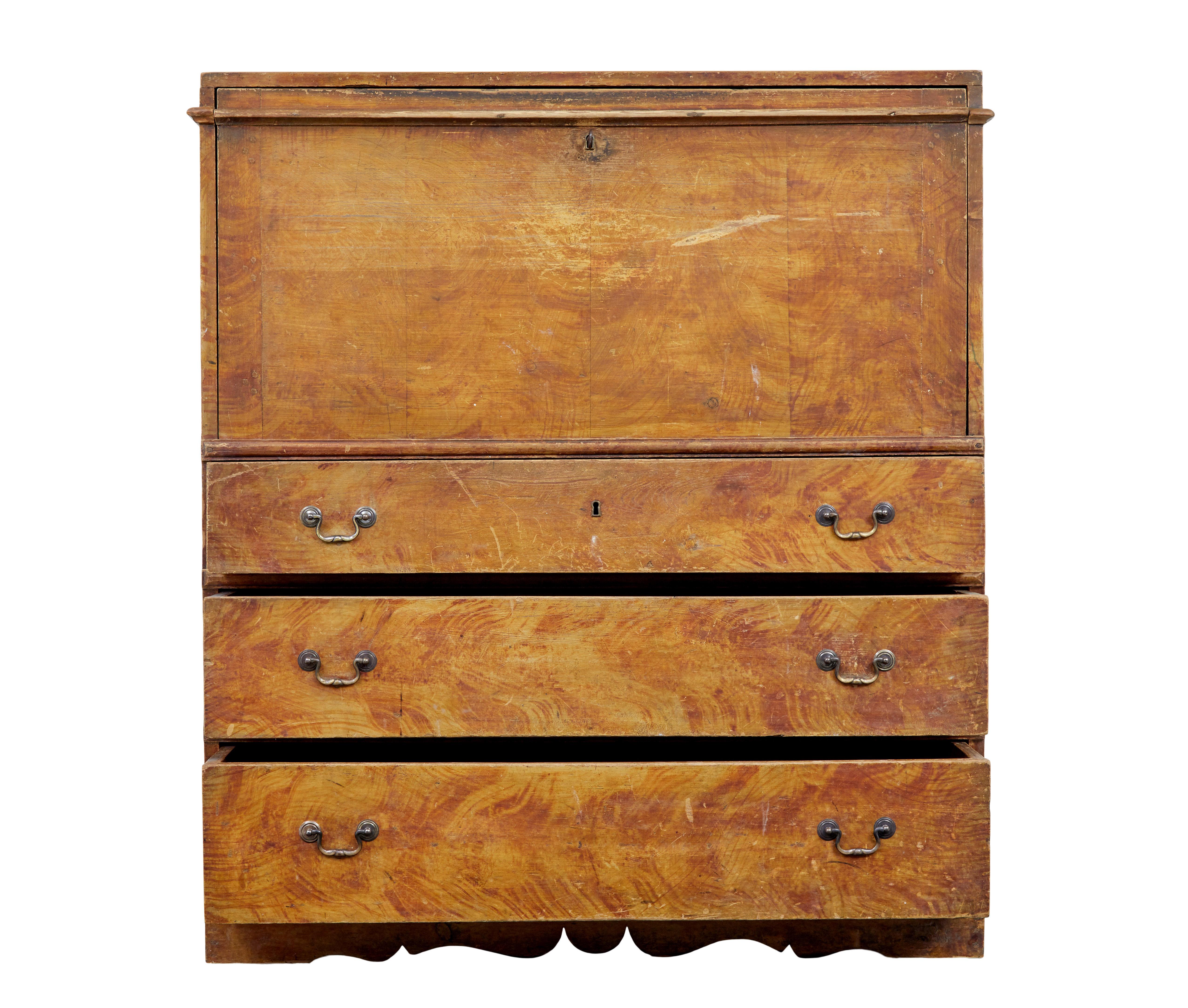 Rustic Swedish 19th Century painted pine escritoire writing desk