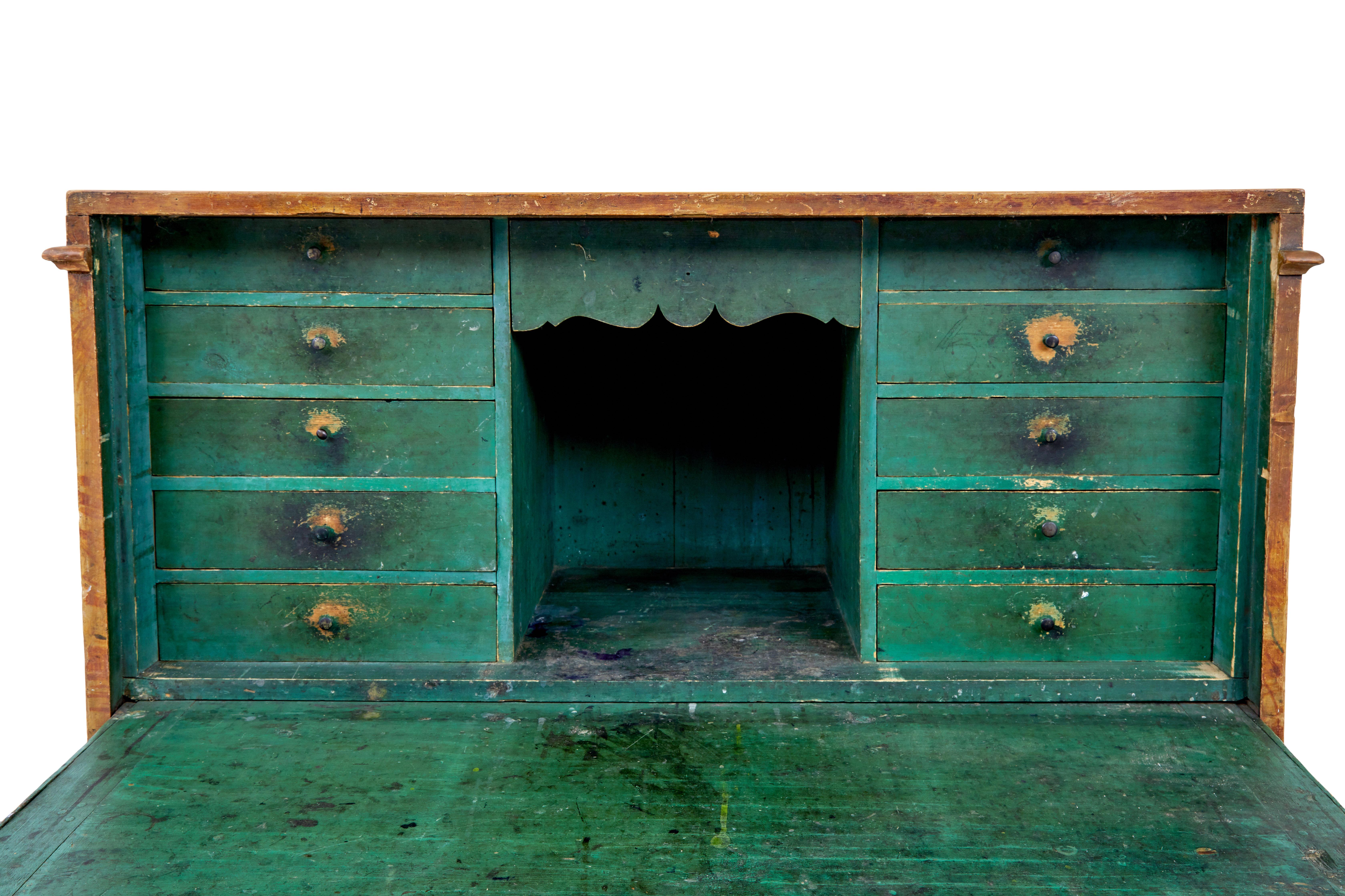 Swedish 19th Century painted pine escritoire writing desk 1