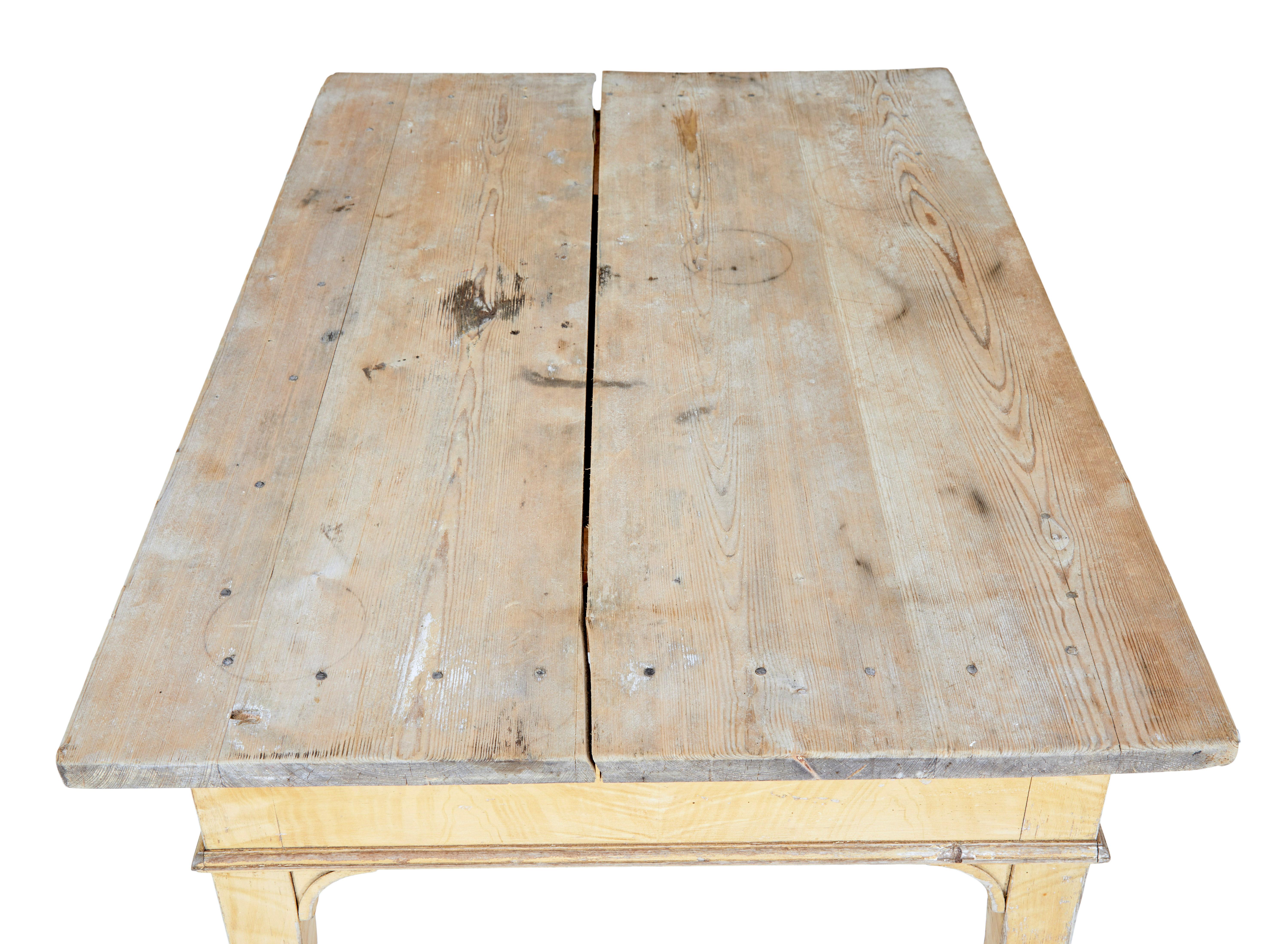 Rustic Swedish 19th Century Painted Pine Kitchen Table For Sale
