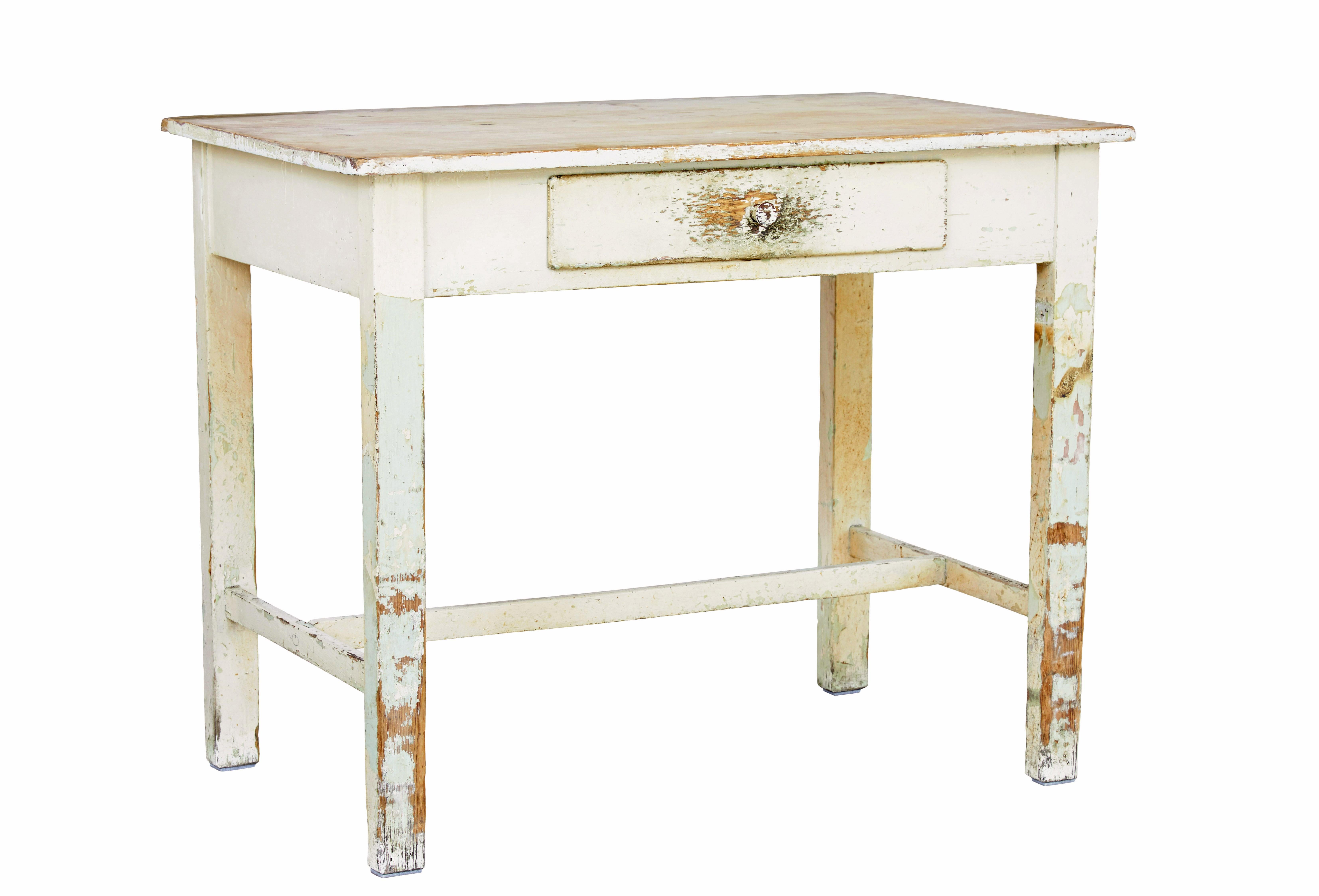 XIX secolo Swedish 19th century painted pine side table in vendita