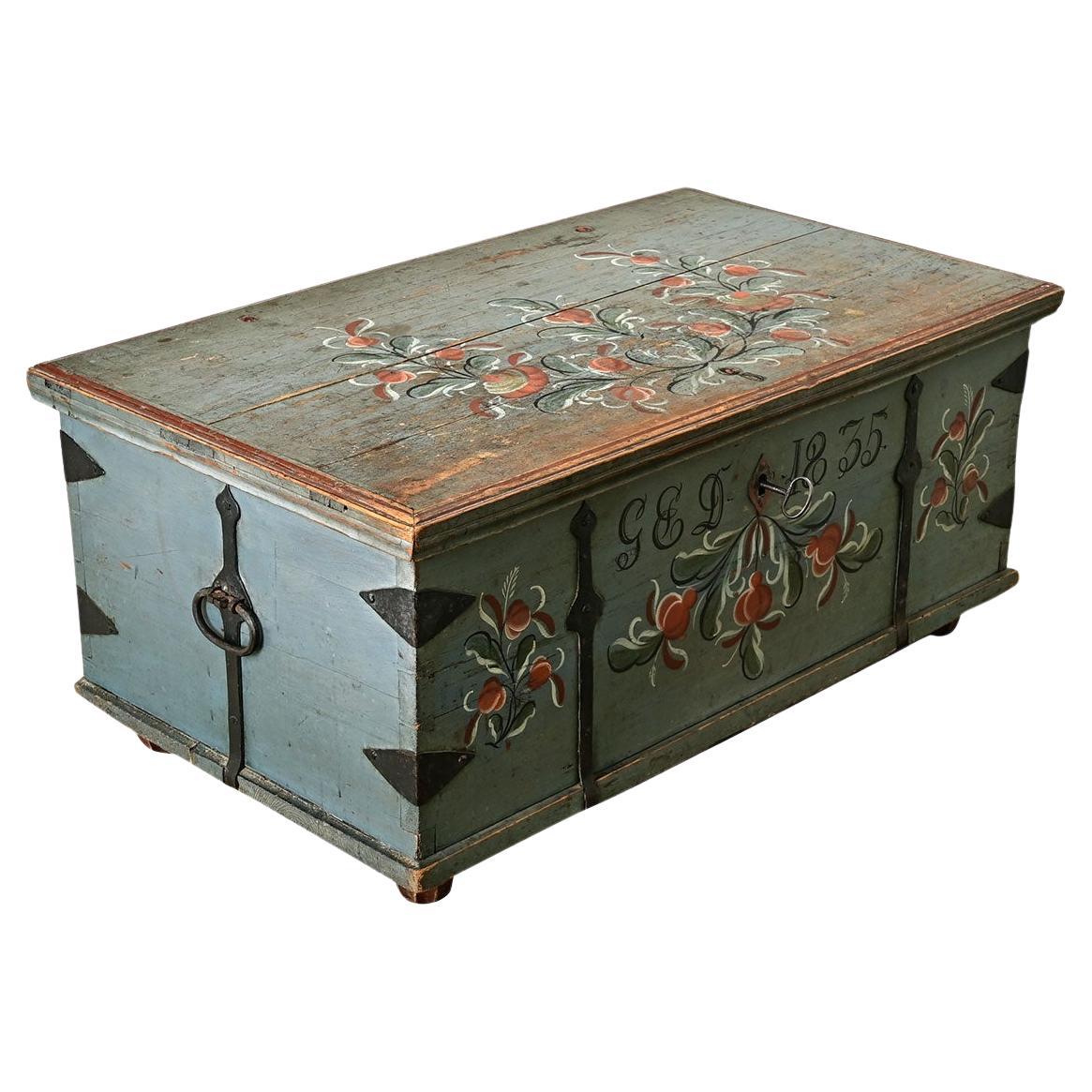 Swedish 19th Century Painted Pine Trunk For Sale