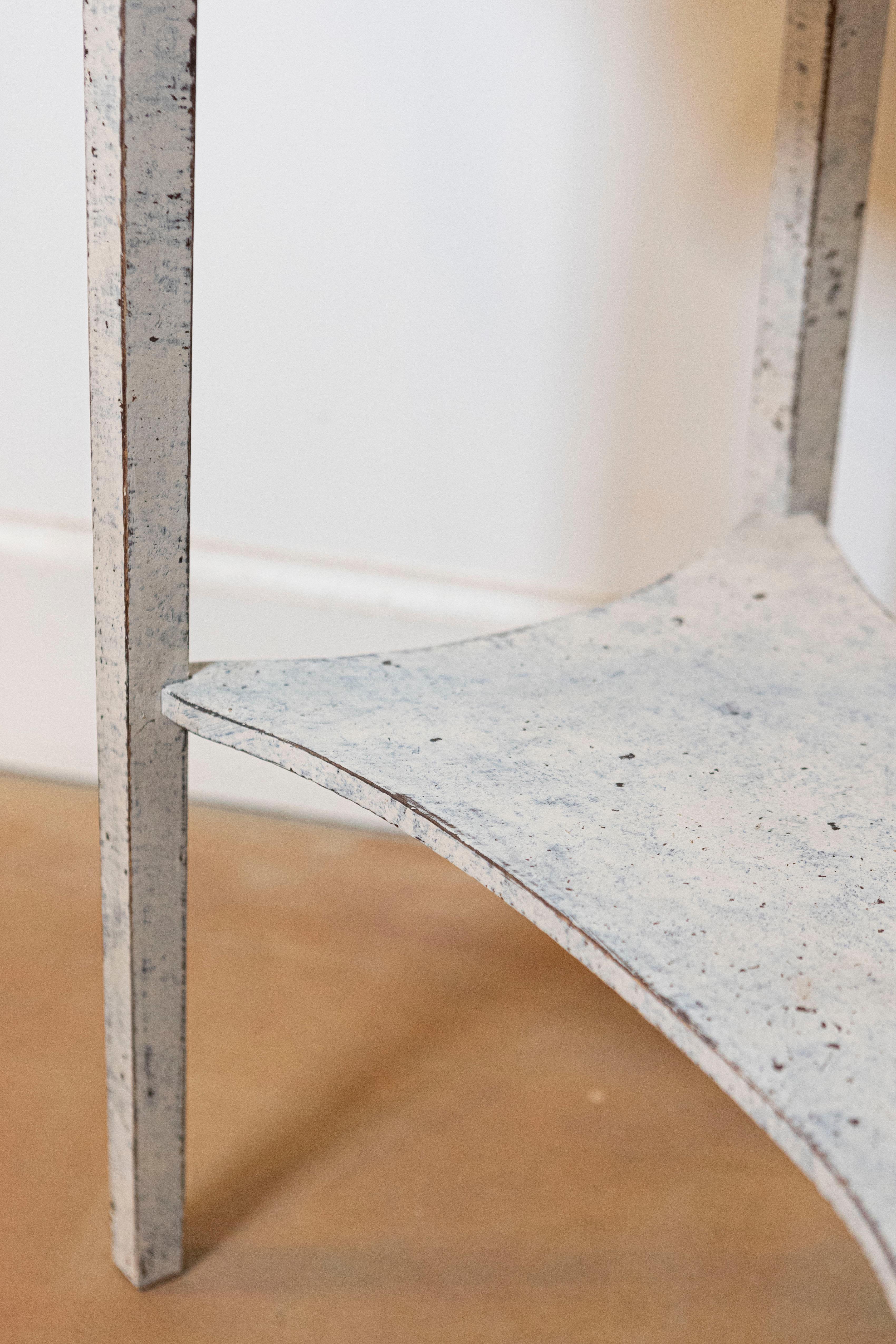Swedish 19th Century Painted Side Table with Marbleized Top and In-Curving Shelf 2
