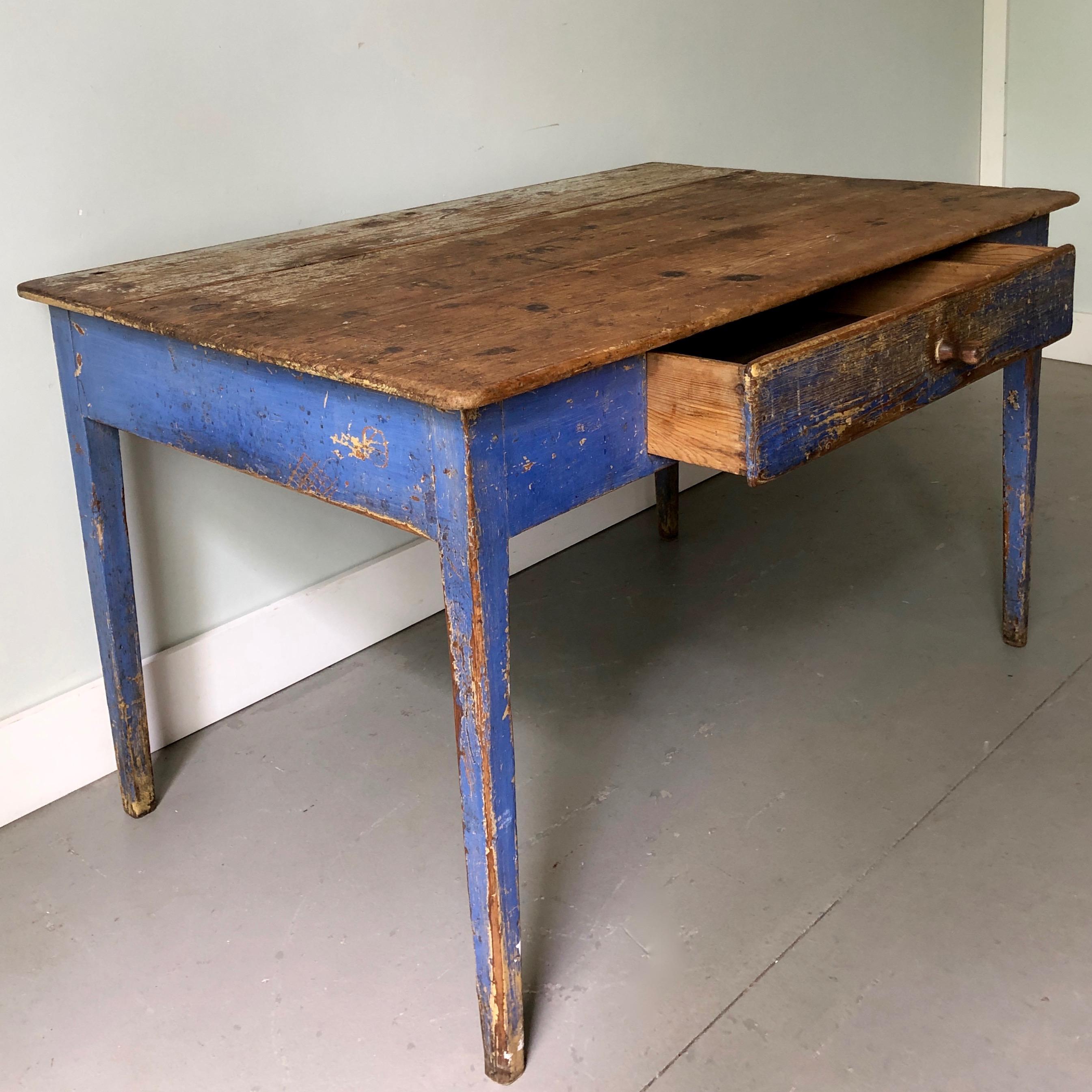 Hand-Carved Swedish 19th Century Painted Table or Desk