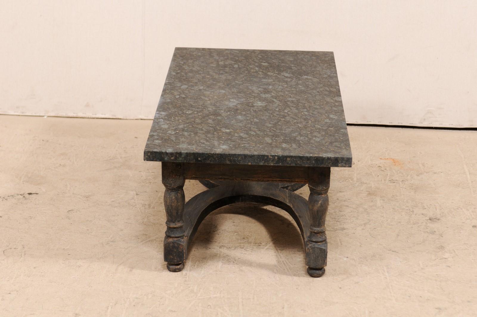 Swedish 19th Century Painted Wood Coffee Table with Granite Top 5