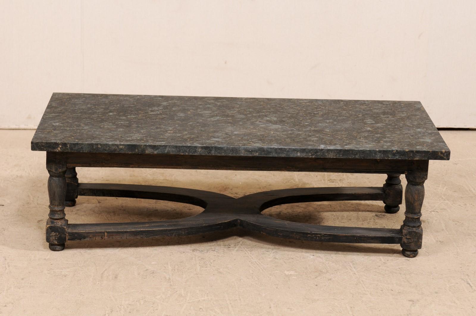 Swedish 19th Century Painted Wood Coffee Table with Granite Top 6
