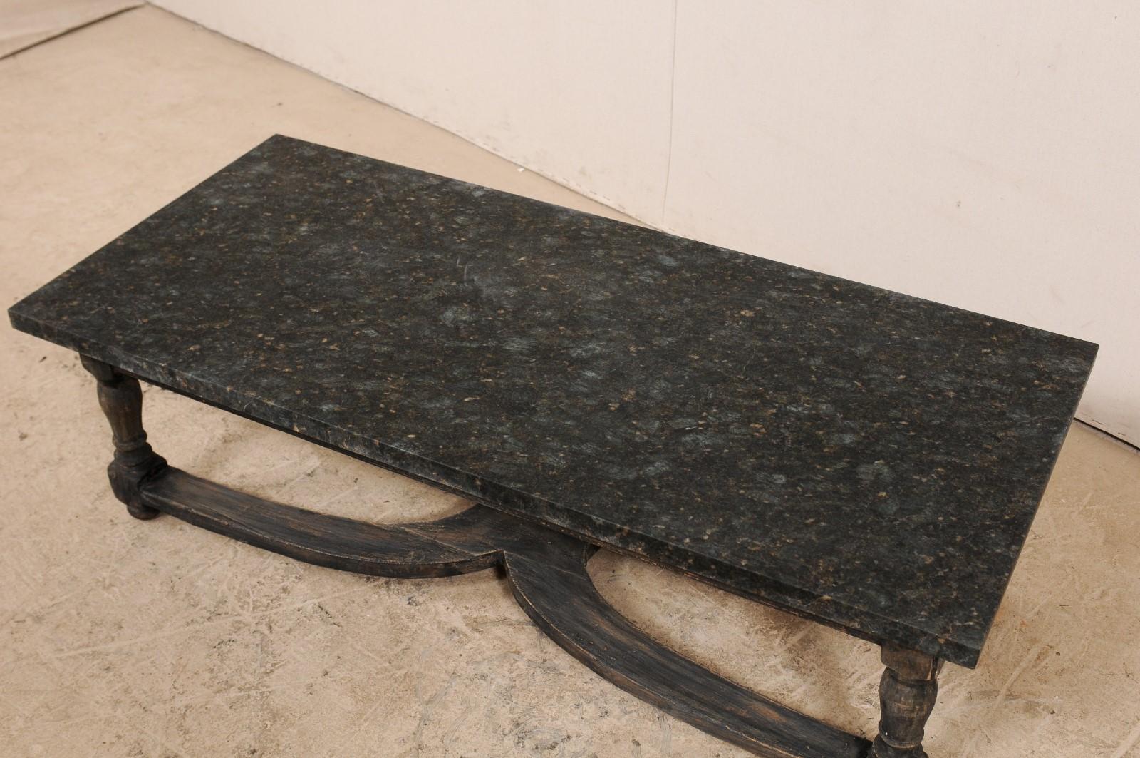 Swedish 19th Century Painted Wood Coffee Table with Granite Top 1