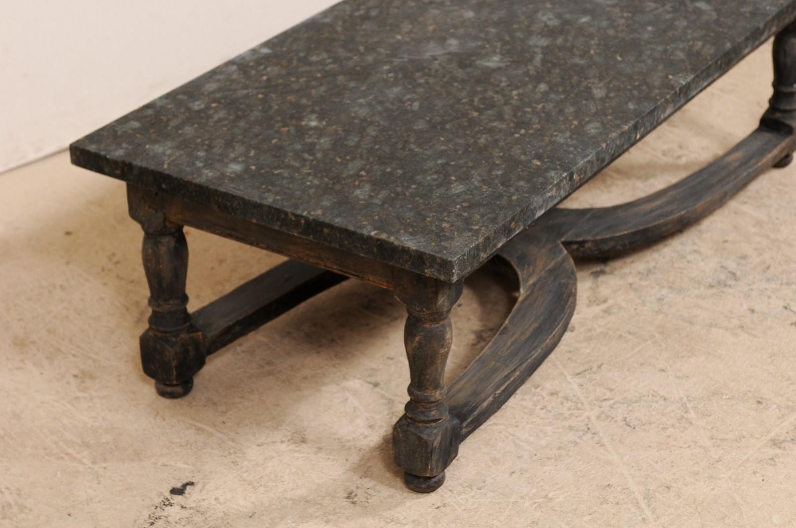 Swedish 19th Century Painted Wood Coffee Table with Granite Top 2