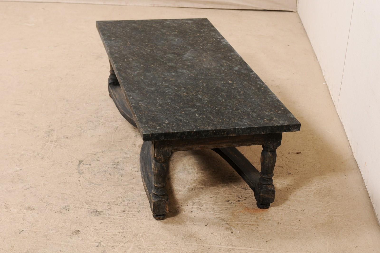 Swedish 19th Century Painted Wood Coffee Table with Granite Top 4